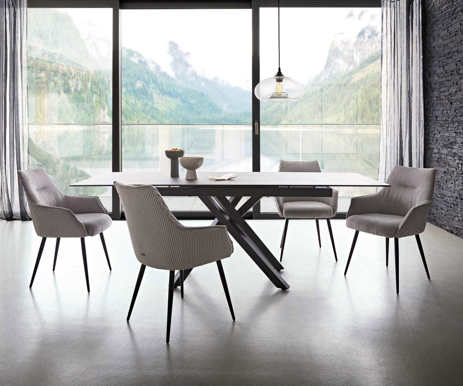 Стол Корд Сребристосив 4-крака Прави Черни Покет пружина Alja-Flex 3 Стол Корд Сребристосив 4-крака Прави Черни Покет пружина Alja-Flex 3