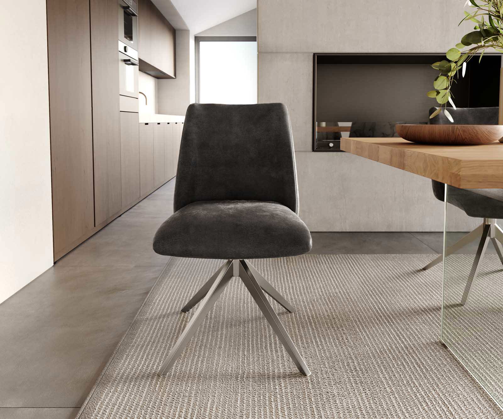 Врътящ се стол Антрацит Винтидж Конус крак плосък Неръждаема стомана 360° въртящ се Покет пружина Elso-Flex 1 Врътящ се стол Антрацит Винтидж Конус крак плосък Неръждаема стомана 360° въртящ се Покет пружина Elso-Flex 1