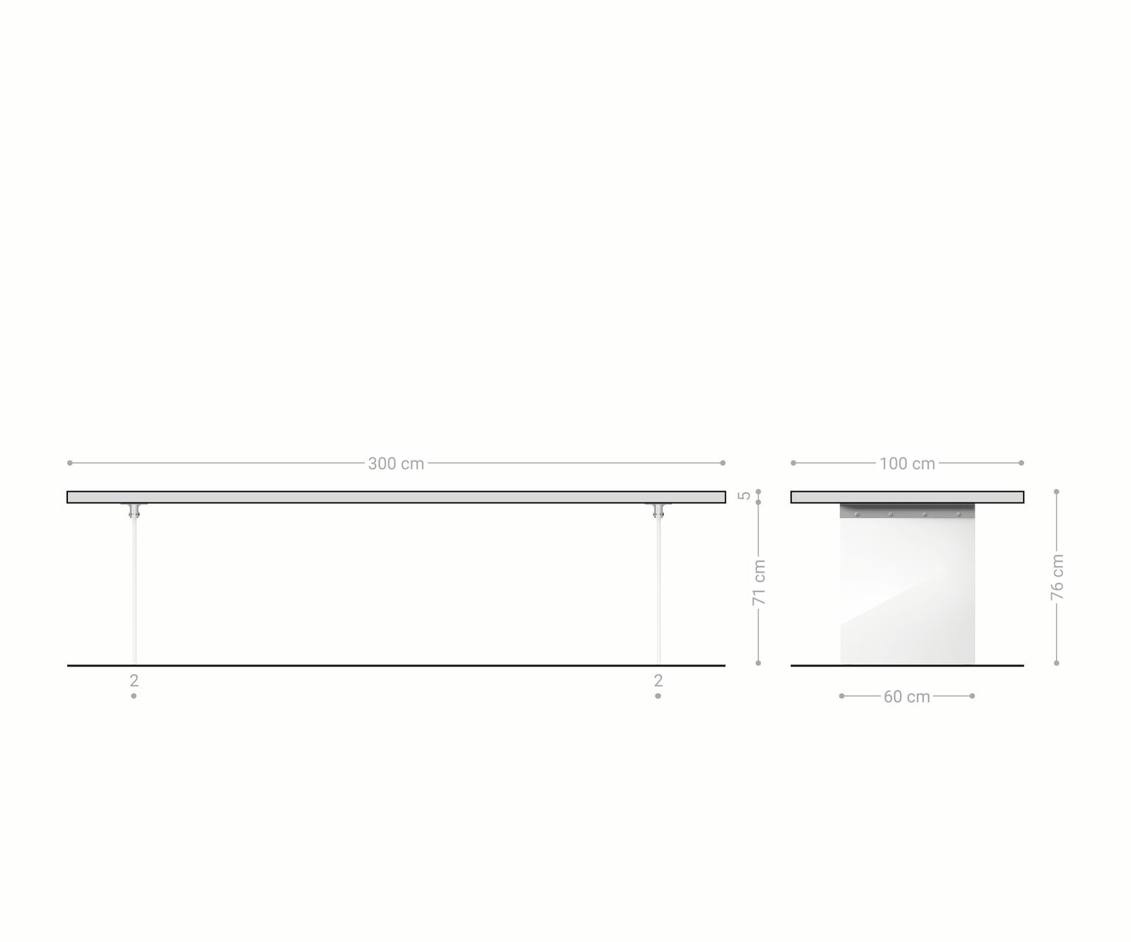 Маса 300x100 XL Акация Кафяв Стъкло Edge 6