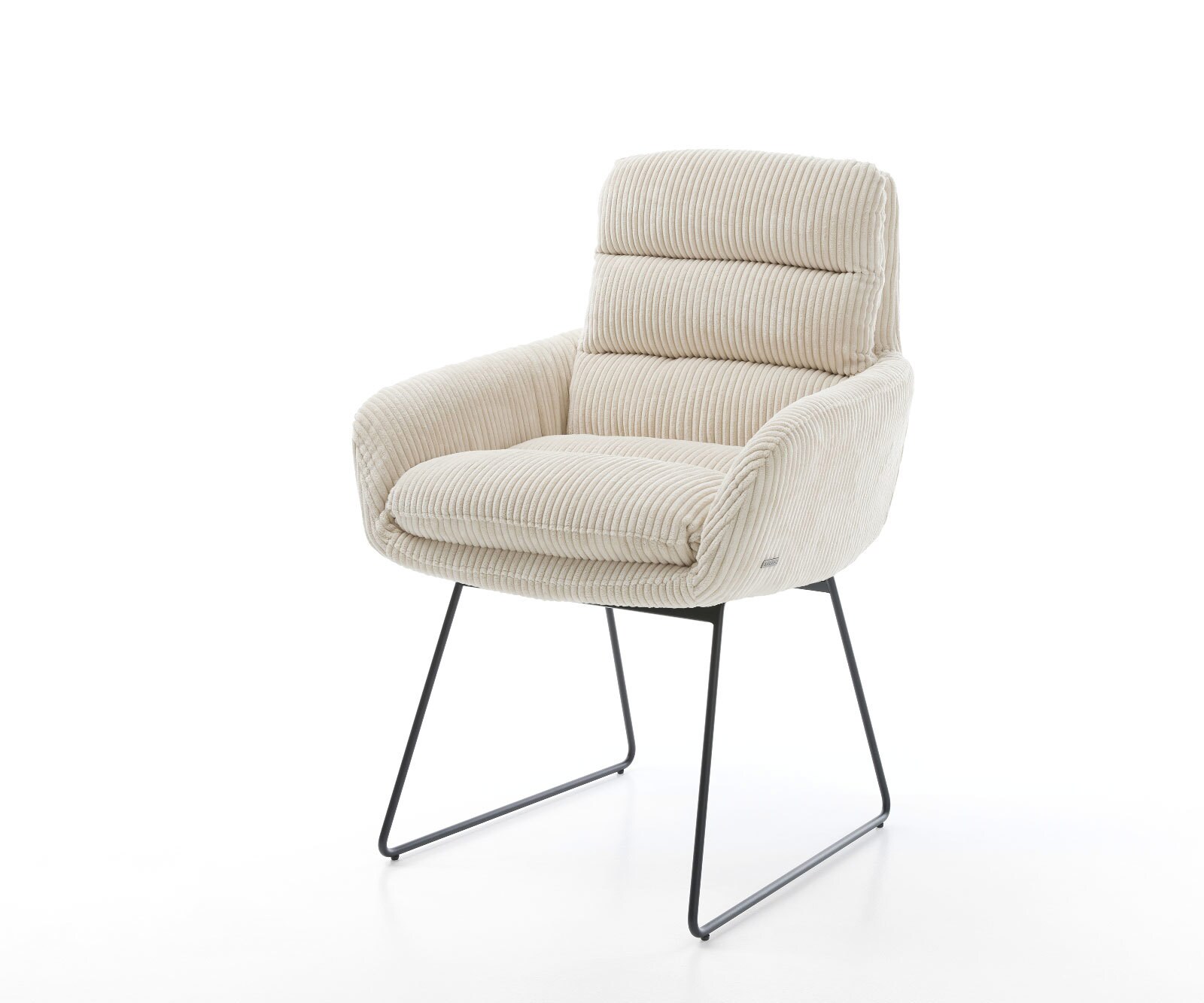 Стол с подлакътници Корд Бежов Извити крака Черни Abelia-Flex 1