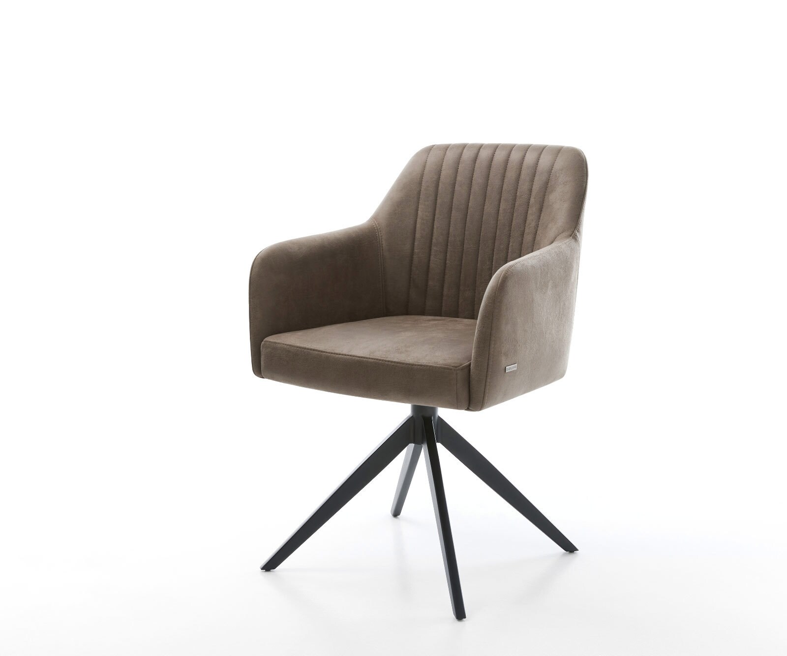 Въртящ се стол Greg-Flex от микрофибър сив винтидж Кръстосана рамка широка черна 360° въртене Люлееща се функция Ядро от джобни пружини