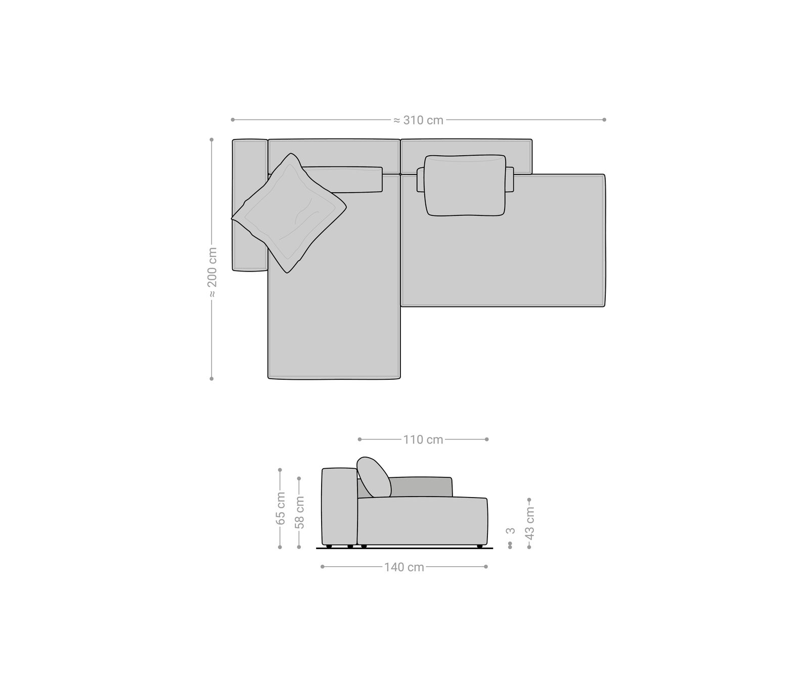 Ъглов диван Freestyle 310x200 cm микрофибър тъмно сиво винтидж ватиран 6