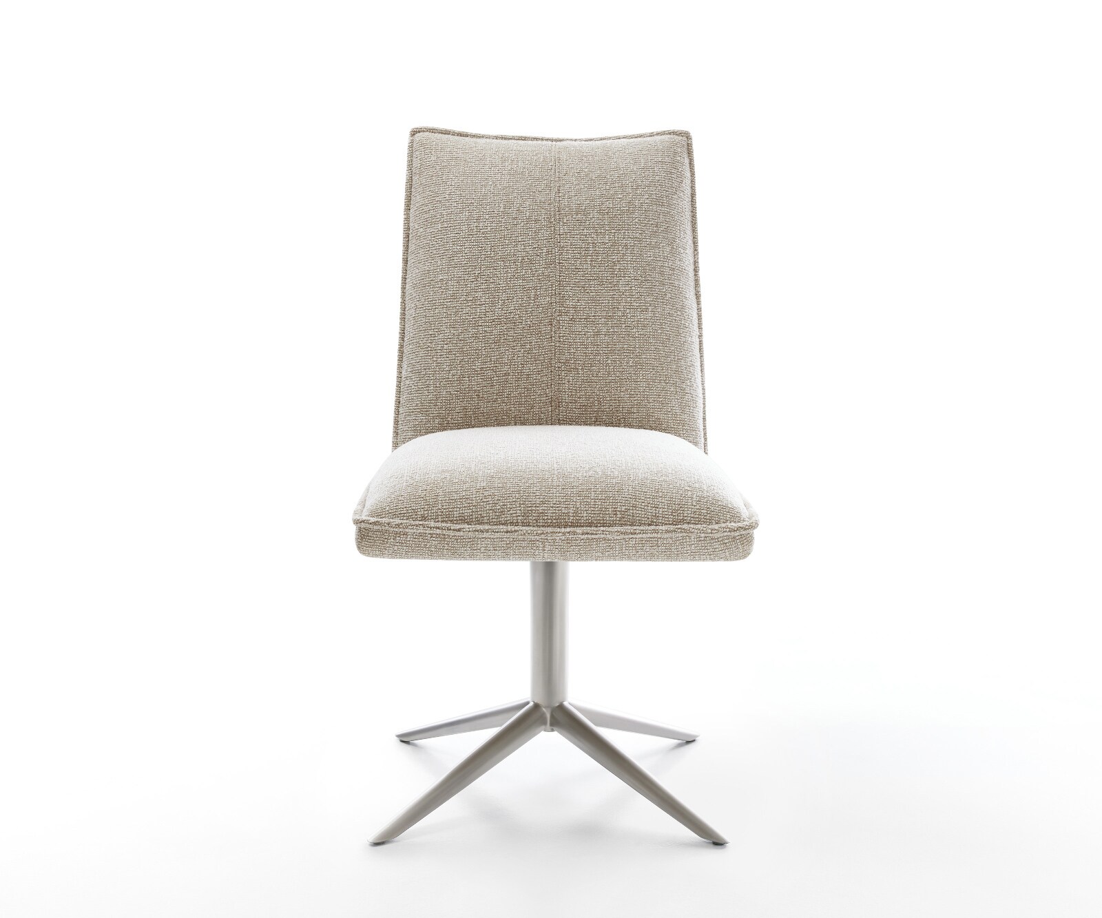 Въртящ се стол Lelio-Flex Мека бежова тъкан Основа от неръждаема стомана Завъртане на 360° Люлееща се функция Ядро от джобни пружини 2