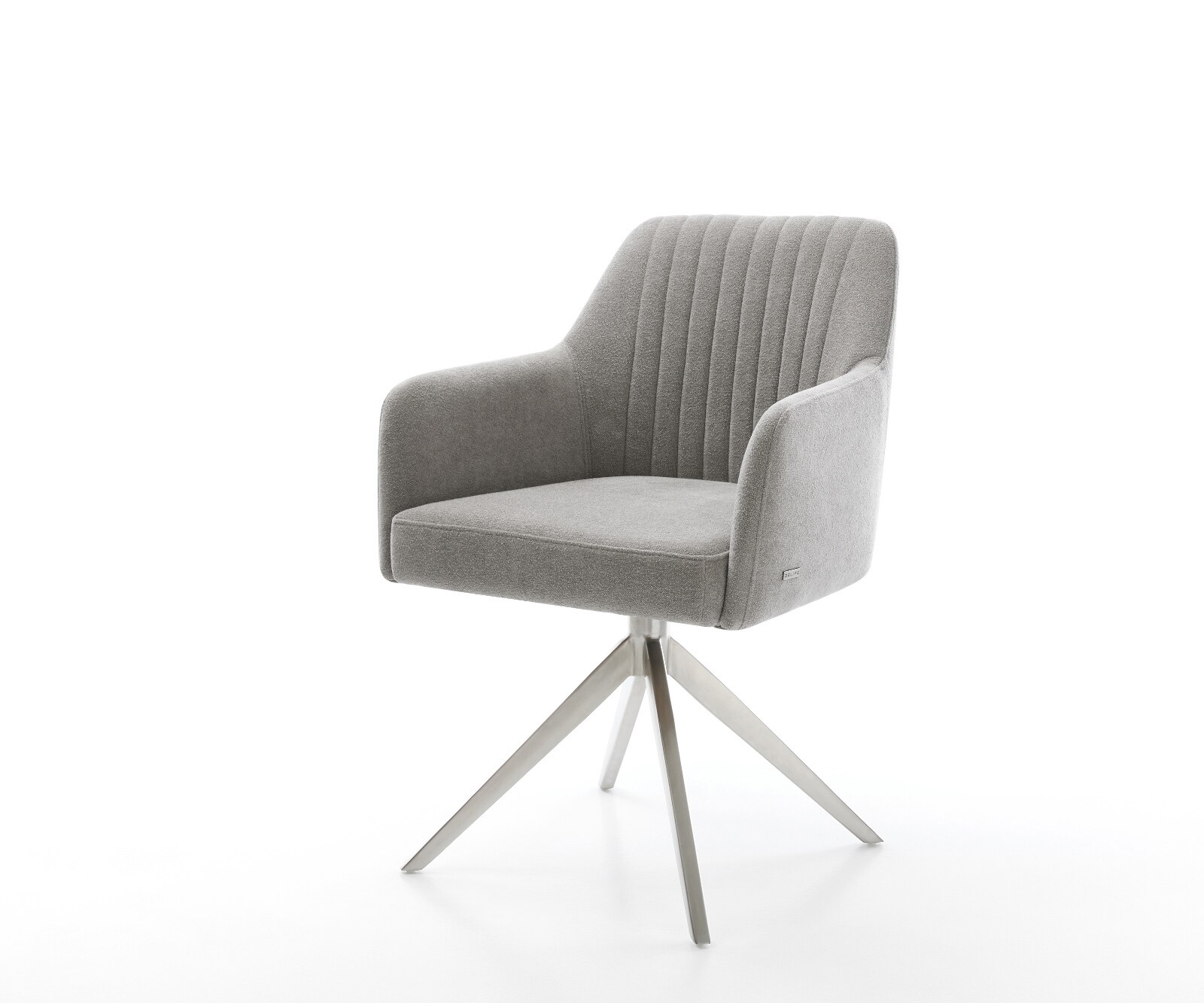 Въртящ се стол Greg-Flex, текстуриран плат Светлосив, Кръстосана рамка широка, неръждаема стомана, 360° въртене, Люлееща се функция, сърцевина от джобни пружини 1