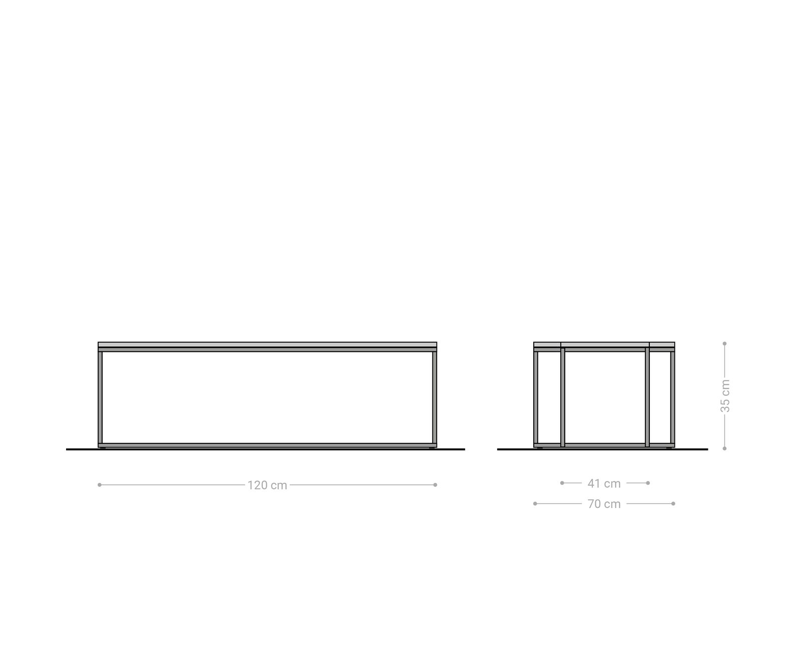 Странична маса Tatius 120x40/70 естествена акация рамка черна за съчетаване с трапецовидната маса Sirpio 5