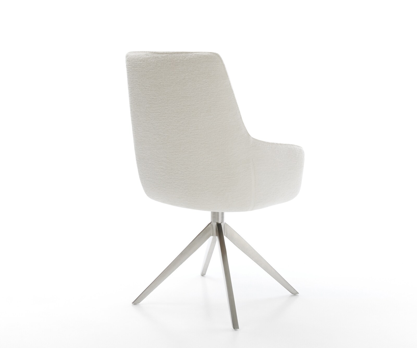 Въртящ се стол Zelia-Flex с подлакътници Bouclé Soft Beige Широка кръстосана рамка Неръждаема стомана Въртене на 360° Люлееща се функция Ядро от джобни пружини 5