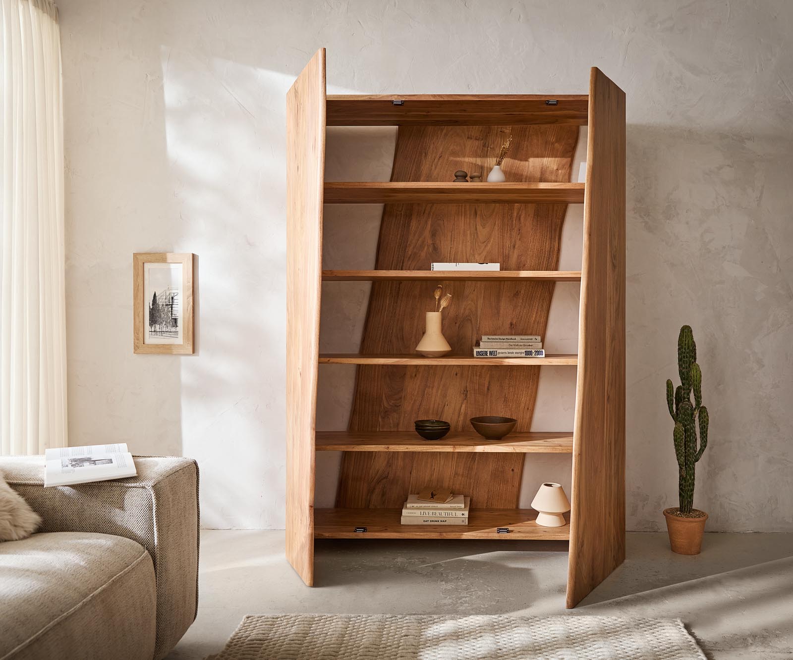 Рафт Live-Edge 140x195 cm естествена акация 2 вратички 3