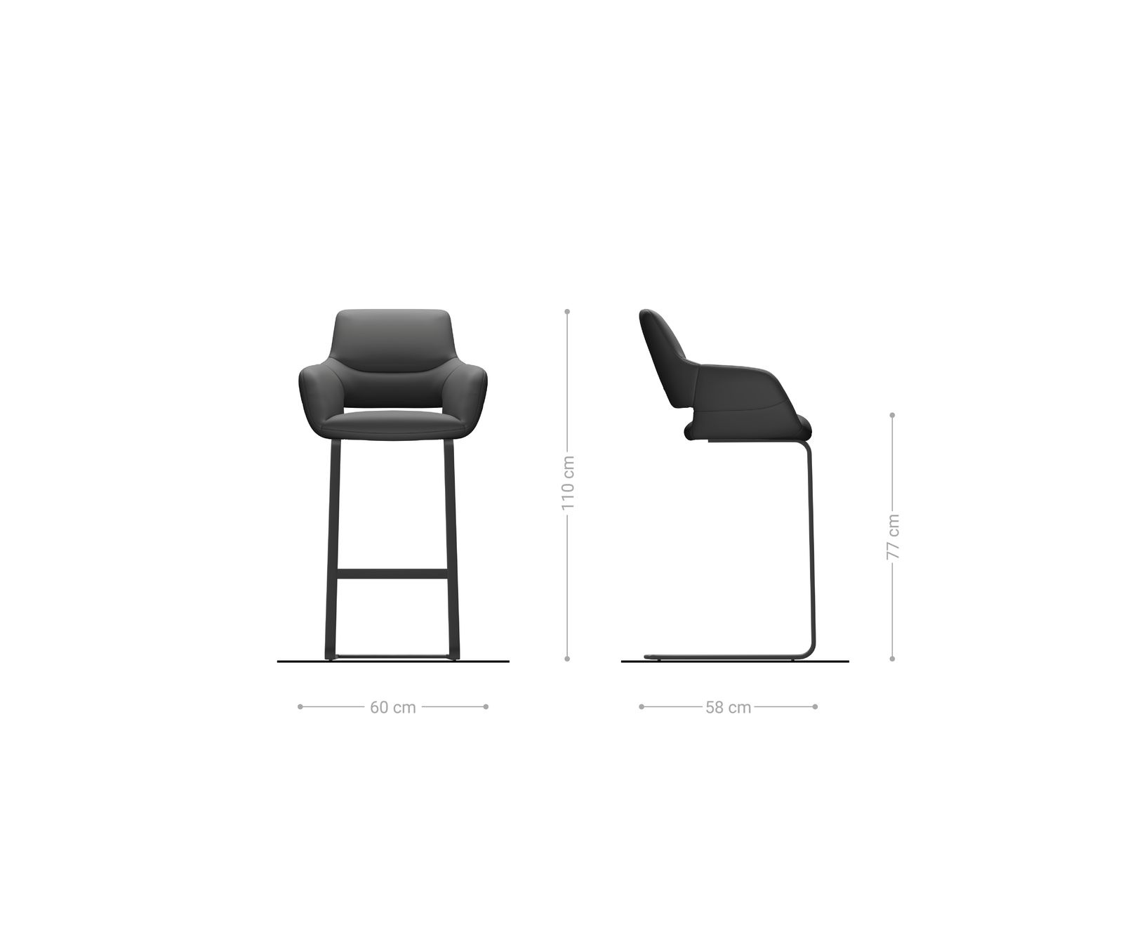 Бар стол Yago-Flex Сиво-Кафяв/Сив-метален Дамаска Микс Букле/Микрофибър, Конзолна основа, Покет пружини  5