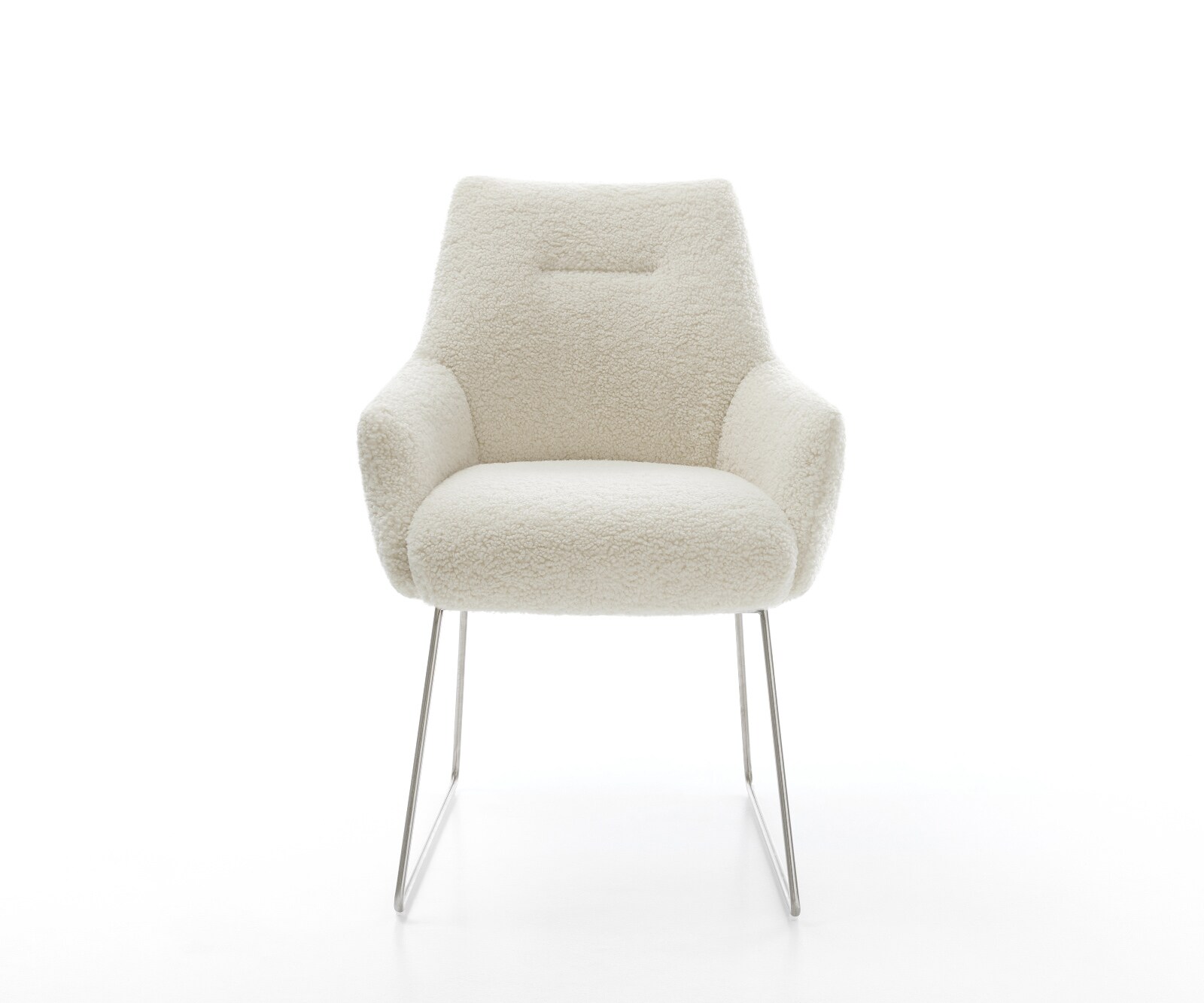 Стол за хранене Alja-Flex с подлакътници Teddy fabric Beige Основа от неръждаема стомана с джобни пружини 2