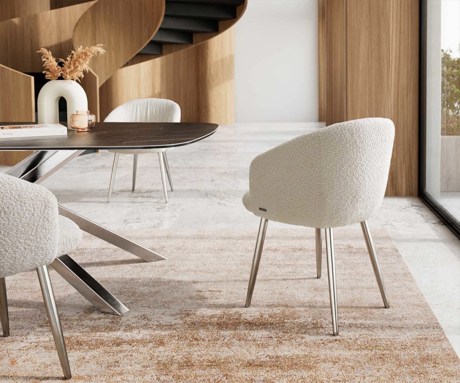 Стол Букле Бяло 4-крака Прави Неръждаема стомана Покет пружина Caja-Flex 4 Стол Букле Бяло 4-крака Прави Неръждаема стомана Покет пружина Caja-Flex 4