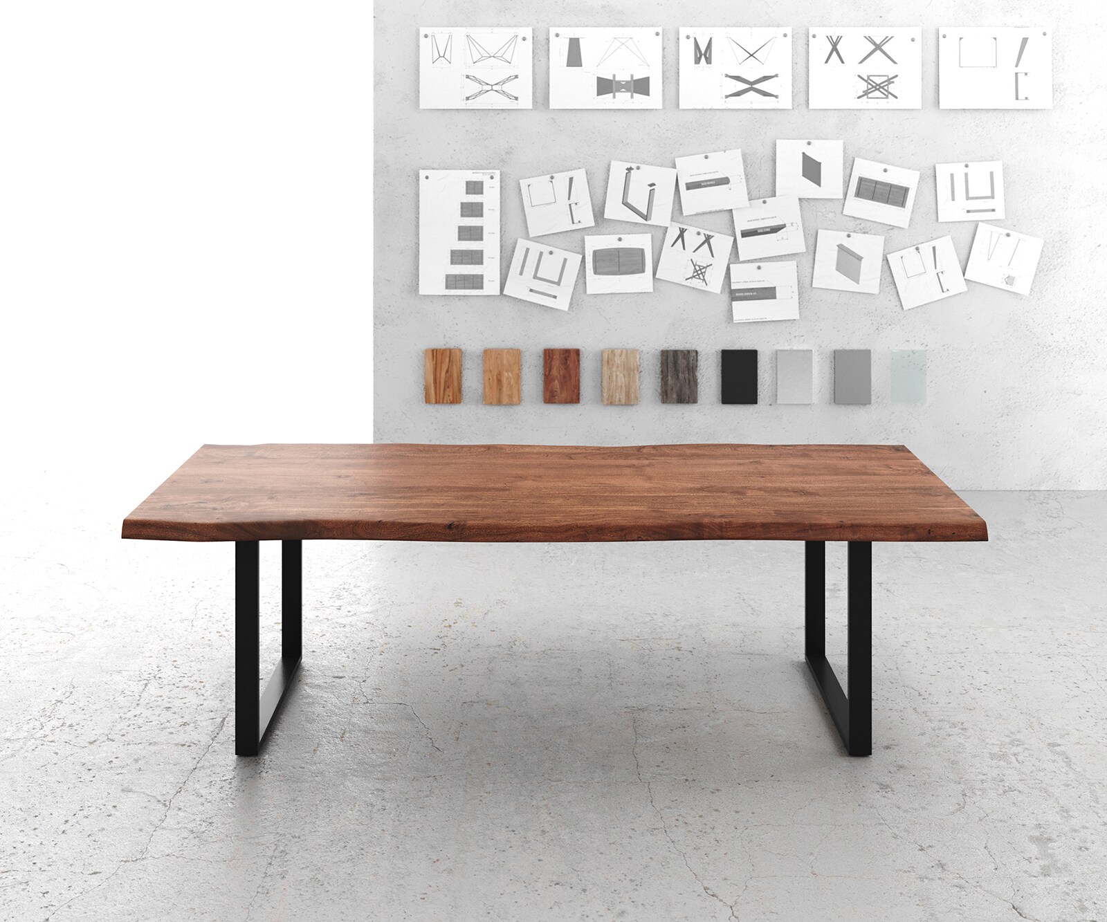 Маса 260x100 XL Акация Кафяв Метал Черен Edge 1 Маса 260x100 XL Акация Кафяв Метал Черен Edge 1