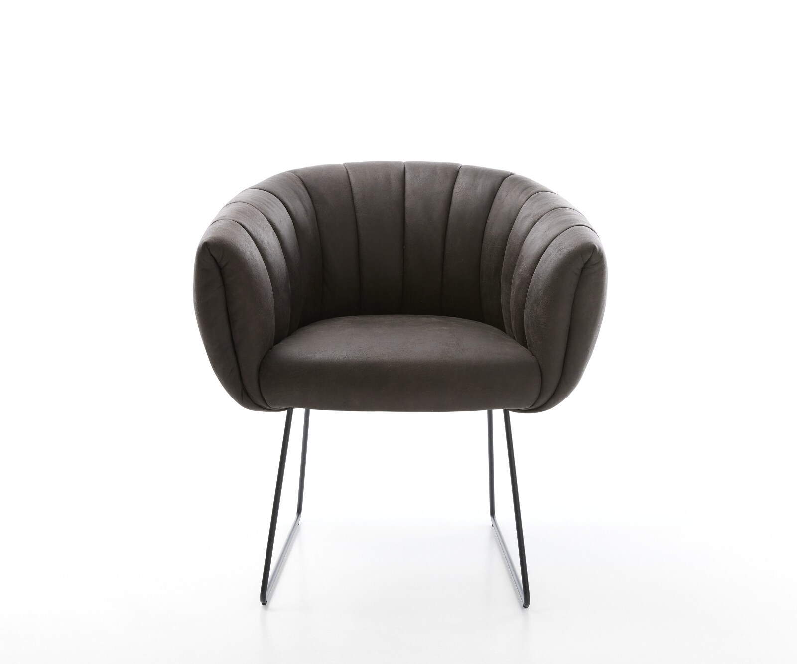 Трапезен стол Jada-Flex от микрофибър антрацит, винтидж основа шейнa, черна сърцевина от джобни пружини 1