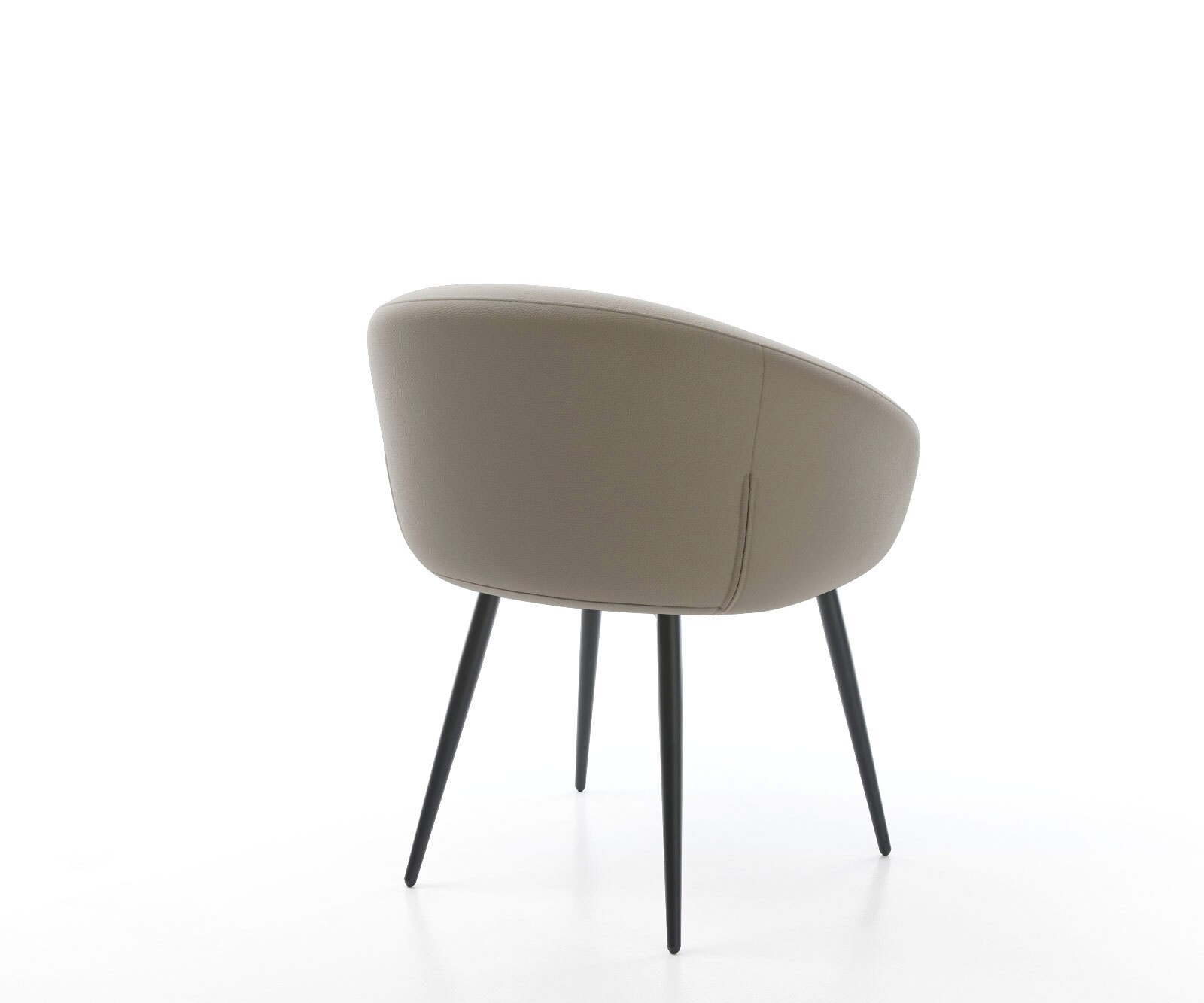 Трапезен стол с подлакътници Естествена кожа Сиво-Кафяв 4 крака конични Черен Покет пружина Vinka-Flex 5