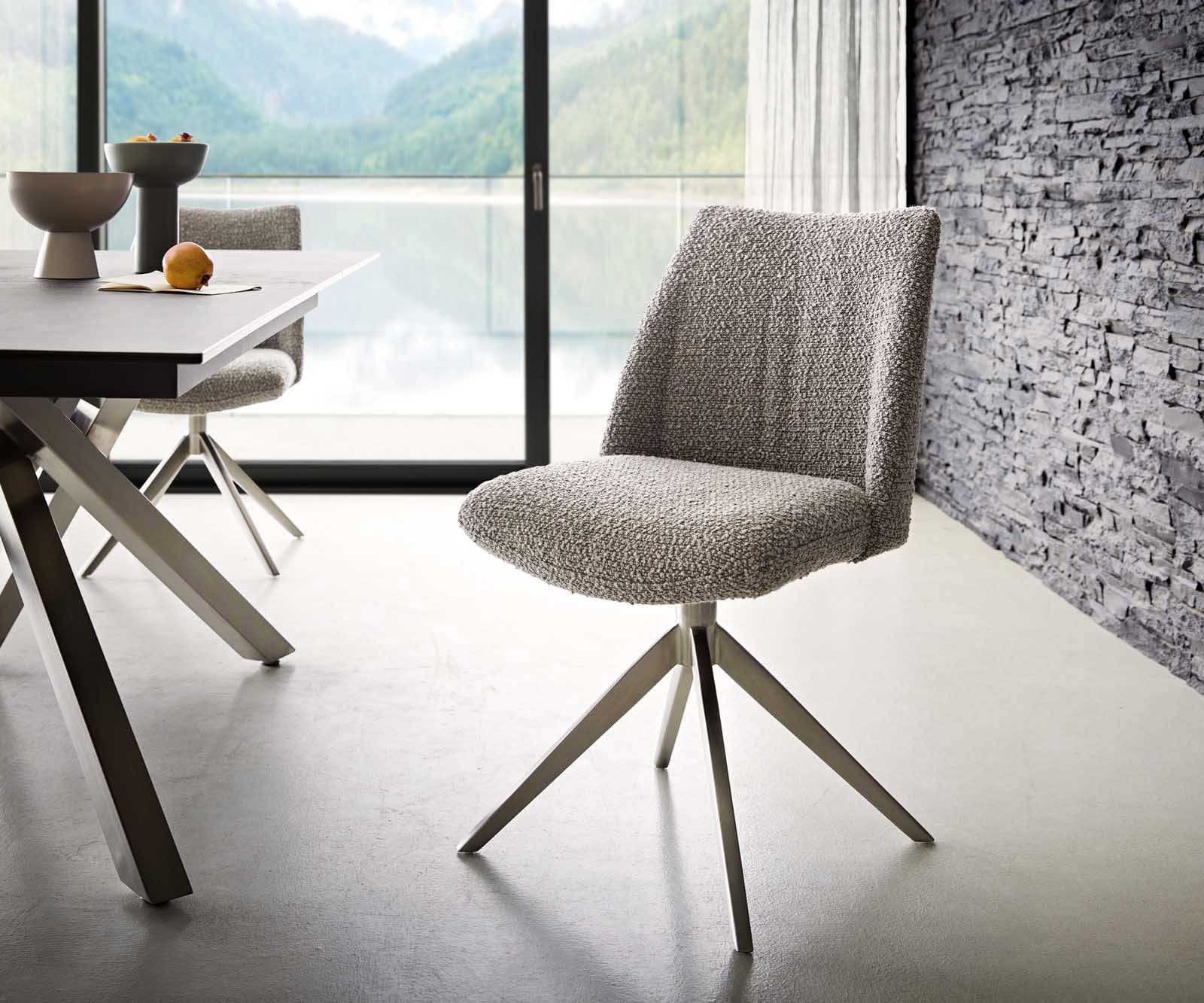 Врътящ се стол Букле СребристСив Конус крак плосък Неръждаема стомана 360° въртящ се Покет пружина Elso-Flex Врътящ се стол Букле СребристСив Конус крак плосък Неръждаема стомана 360° въртящ се Покет пружина Elso-Flex