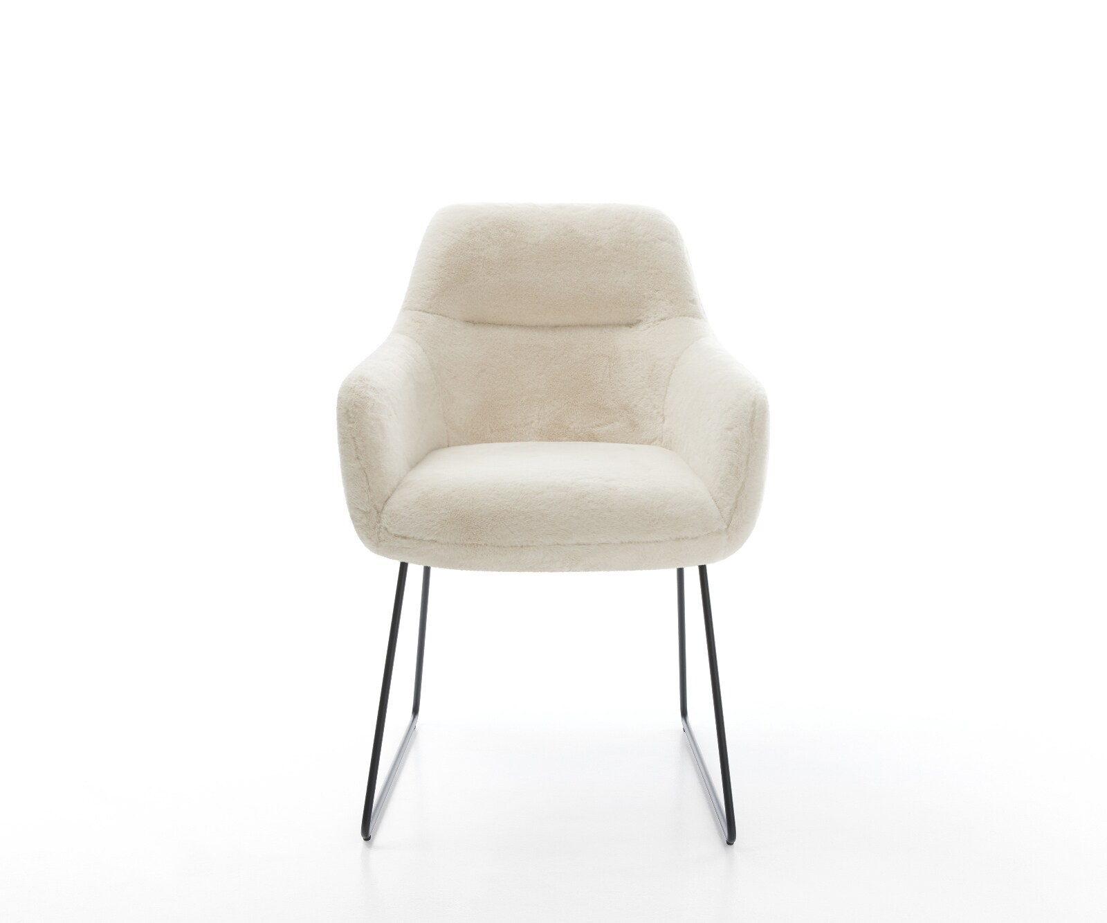 Стол за хранене Pejo-Flex плюшен кремаво-бял с основа от черни джобни пружини 2