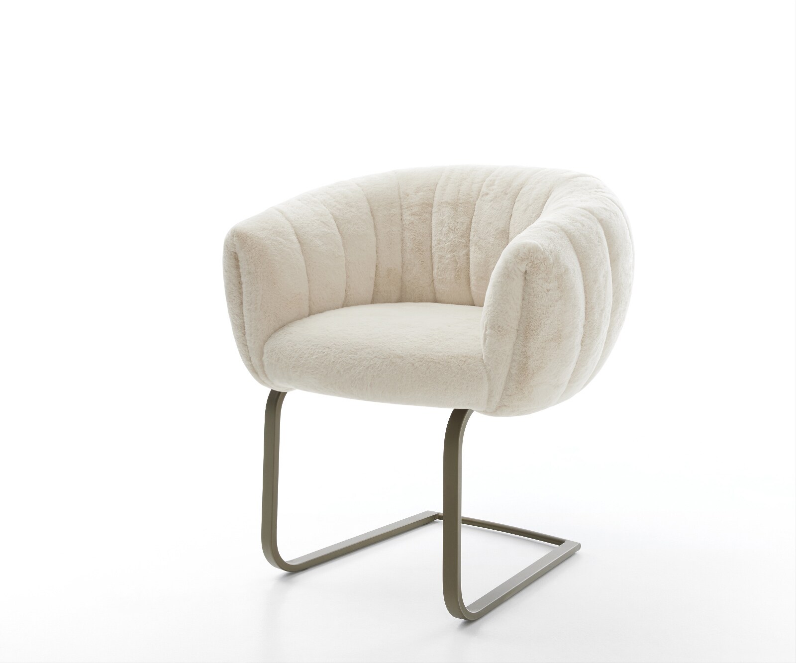 Конзолен стол Jada-Flex плюшен кремаво-бял Стол с конзола с плосък ефект покритие титаниева сърцевина с джобни пружини