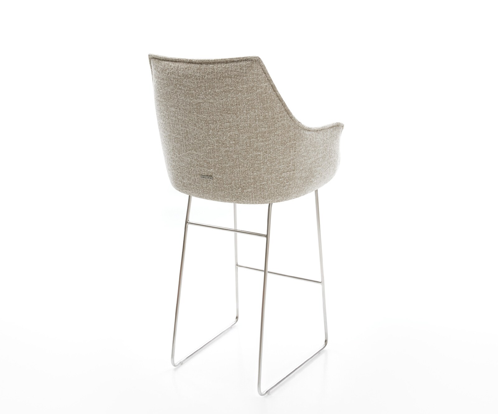 Бар стол Alja-Flex, светлобежов плат, Основа шейна от неръждаема стомана със сребрист цвят, сърцевина от джобни пружини 4