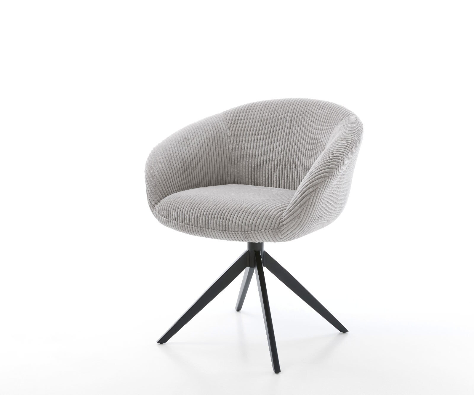 Въртящ се стол Vinka-Flex с подлакътници Корд сребристо-сив Кръстосана рамка широка черна 360° въртене Люлееща се функция Ядро от джобни пружини 1