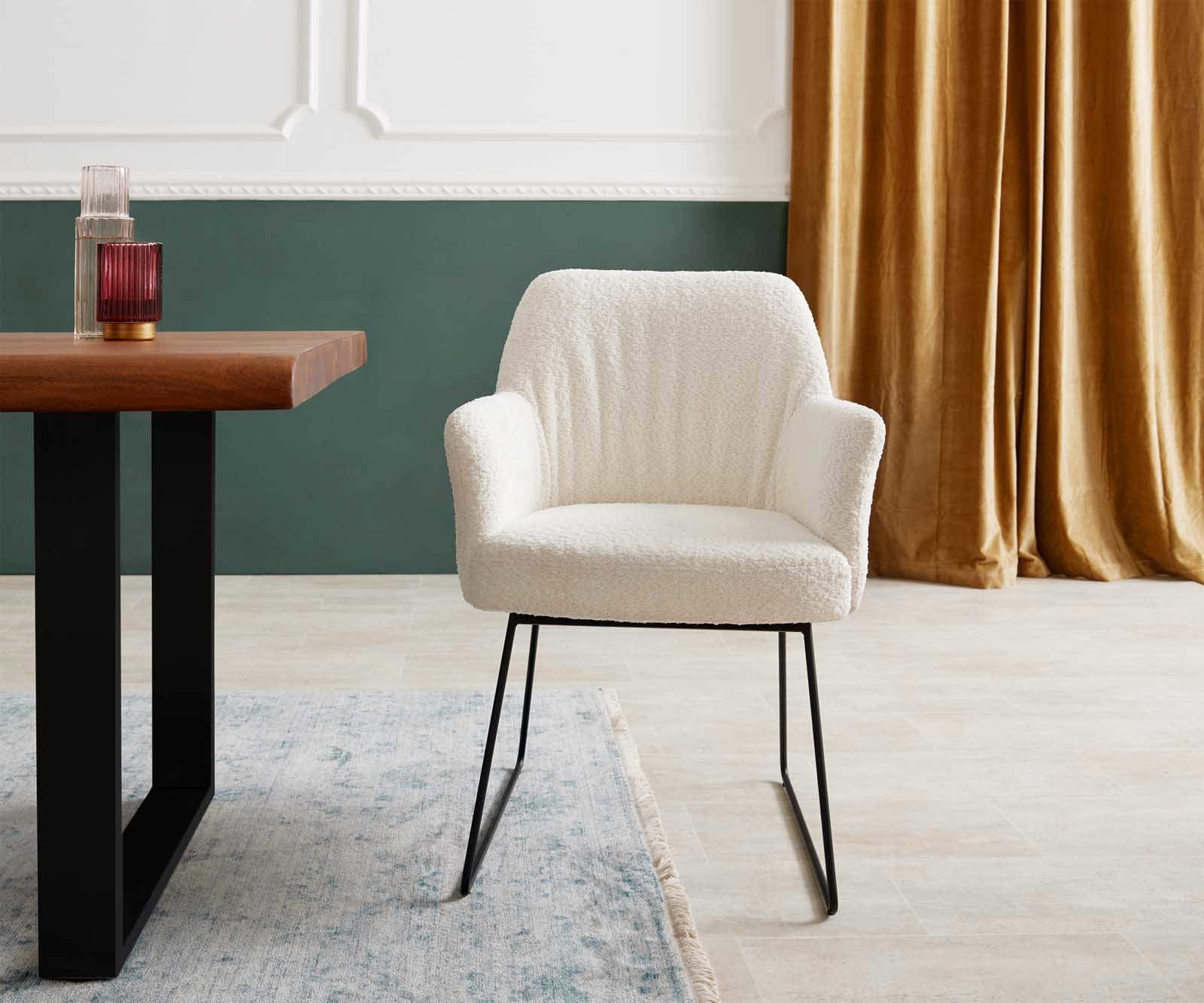 Стол Букле Бяло Извити крака Черни Покет пружина Xana-Flex 1 Стол Букле Бяло Извити крака Черни Покет пружина Xana-Flex 1