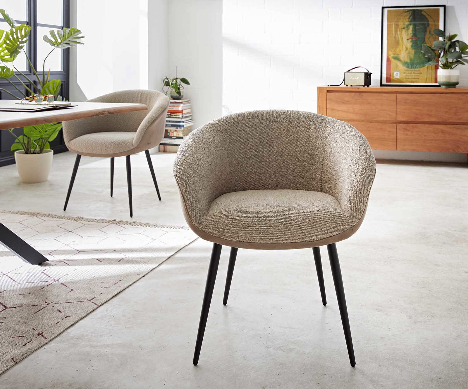 Трапезен стол с подлакътници Комбинация дамаски Сиво-Кафяв 4 крака конични Черен Покет пружина Vinka-Flex 1 Трапезен стол с подлакътници Комбинация дамаски Сиво-Кафяв 4 крака конични Черен Покет пружина Vinka-Flex 1