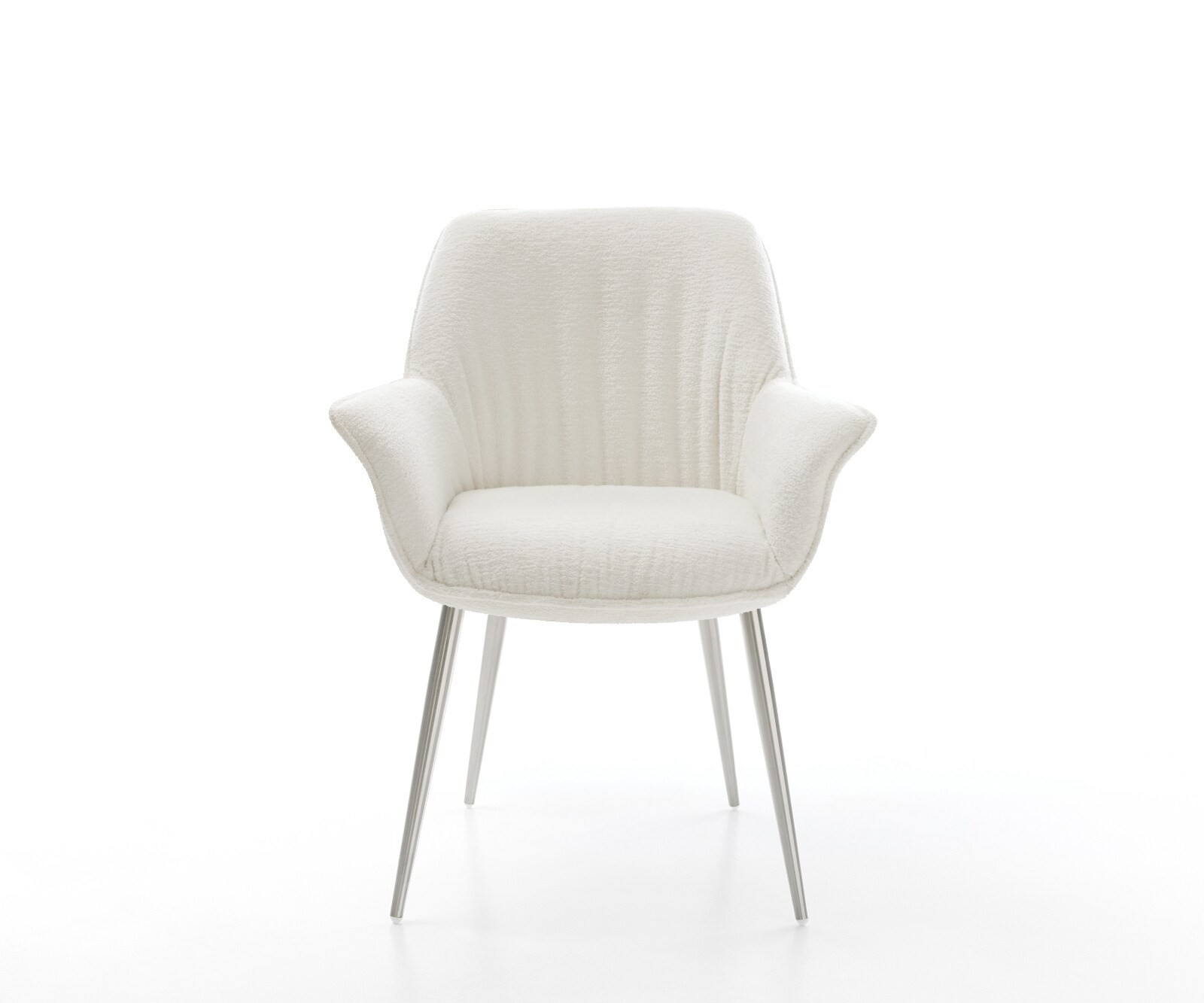 Трапезен стол Keila-Flex с подлакътници Bouclé Soft Beige 4-футов конусен стол от неръждаема стомана 1