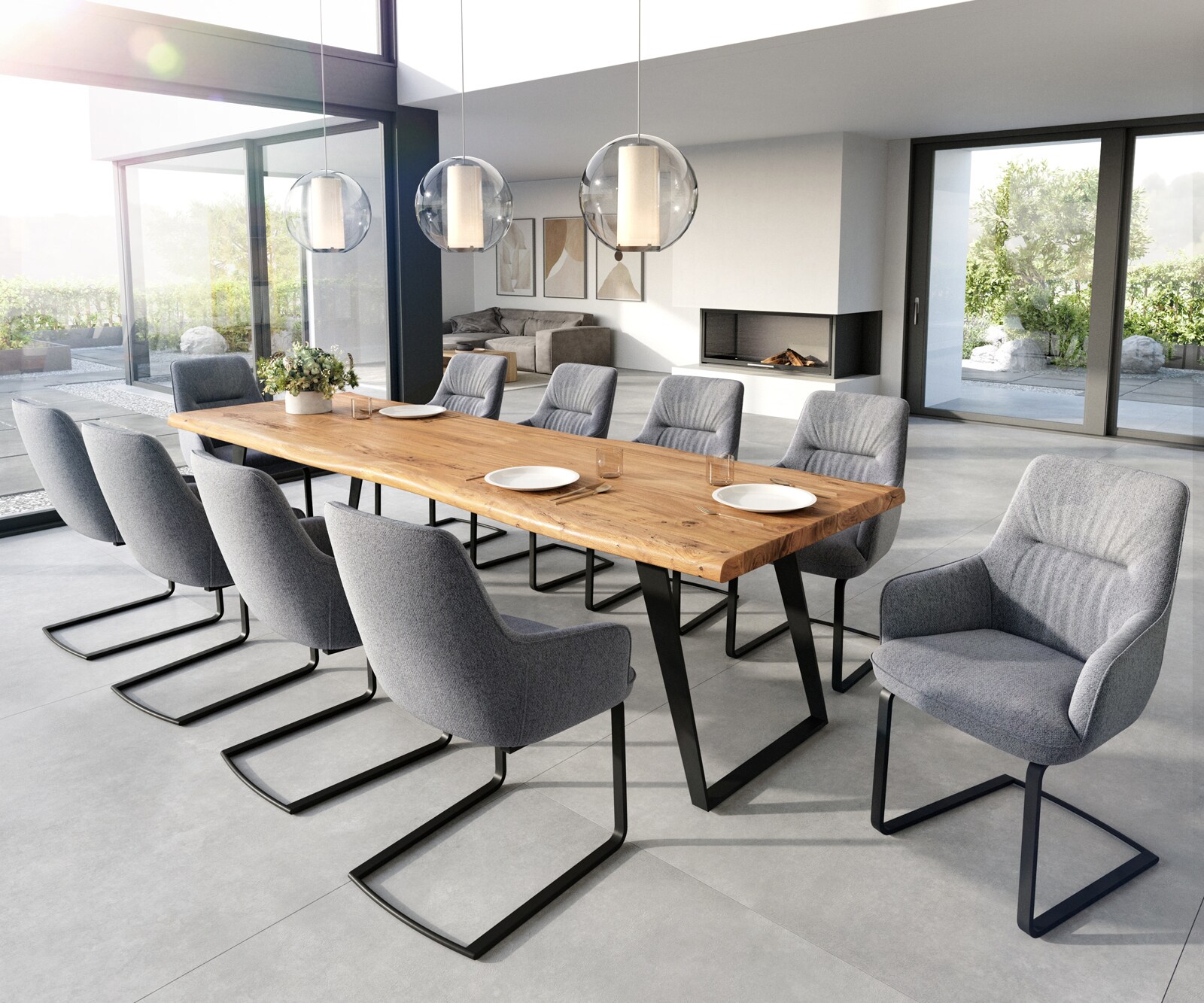 Люлеещ стол с подлакътници Дамаска СветлоСив Конзолен крак плосък Черен  Покет пружина Zelia-Flex 4