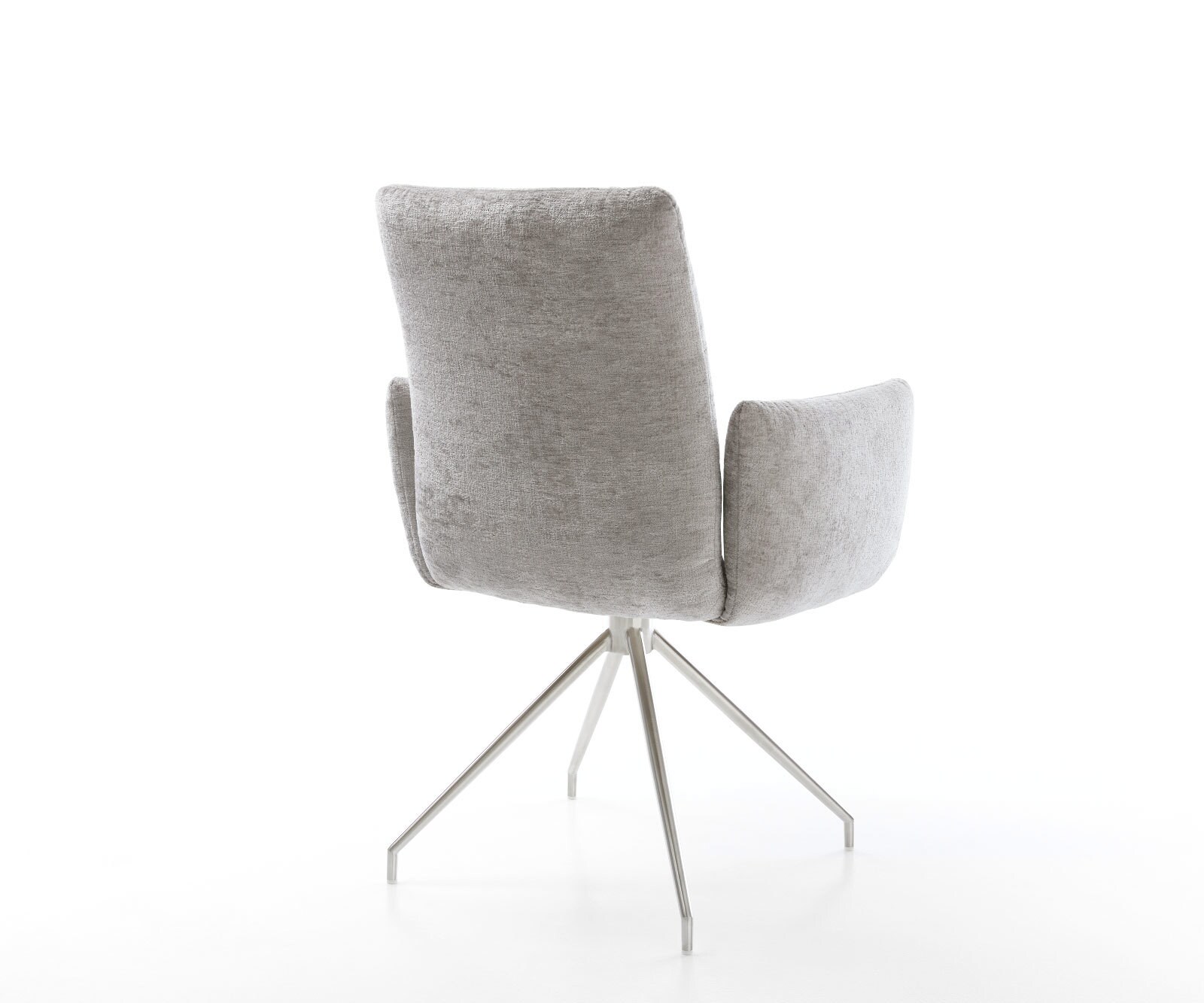 Врътящ се стол с подлакътници Шенил СребристСив Конус крак кръгъл Неръждаема стомана 180° въртящ се Покет пружина Jova-Flex 5