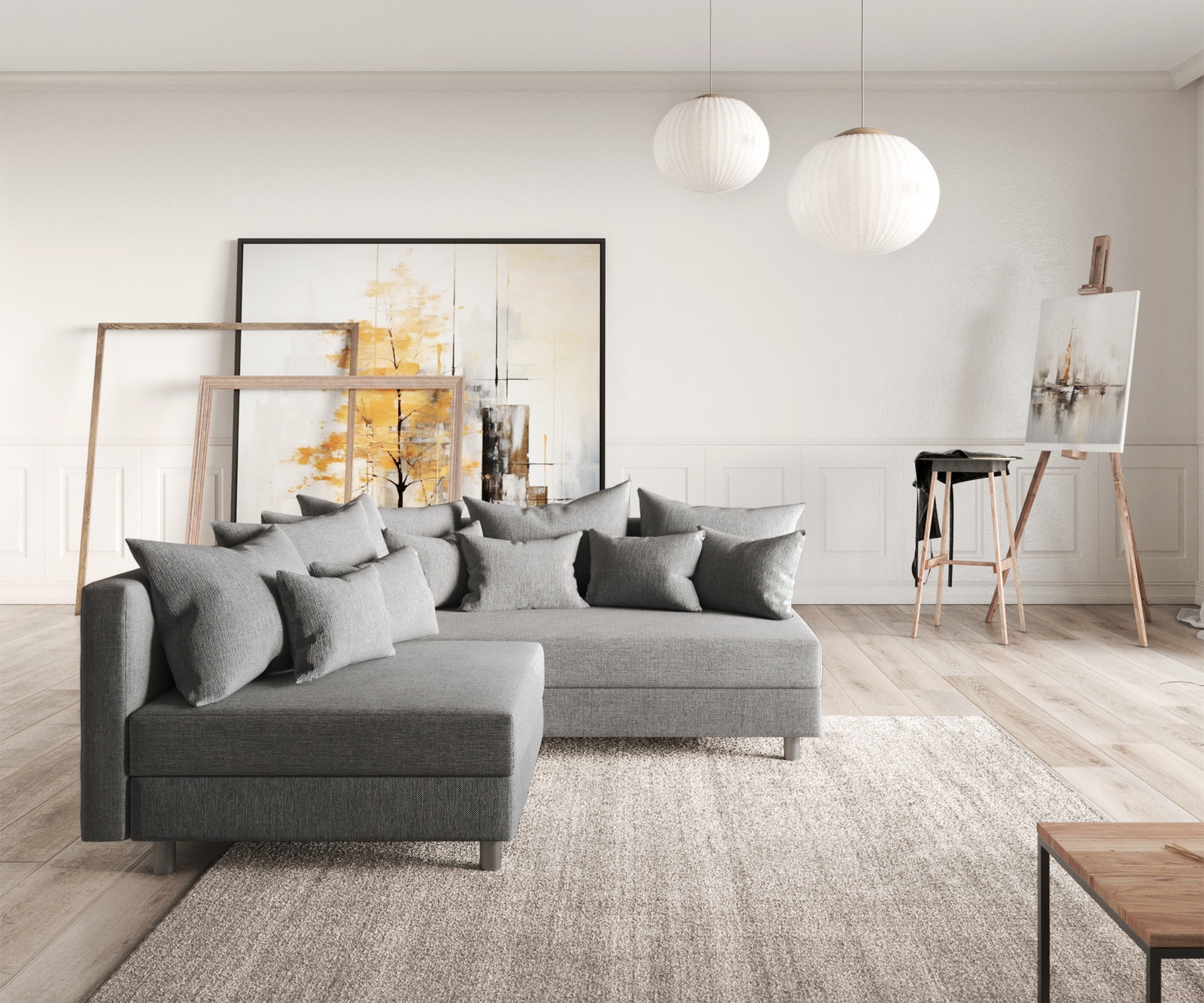 Ъглов диван Кафяв античен вид модулна лежанка дясна Clovis Ъглов диван Кафяв античен вид модулна лежанка дясна Clovis