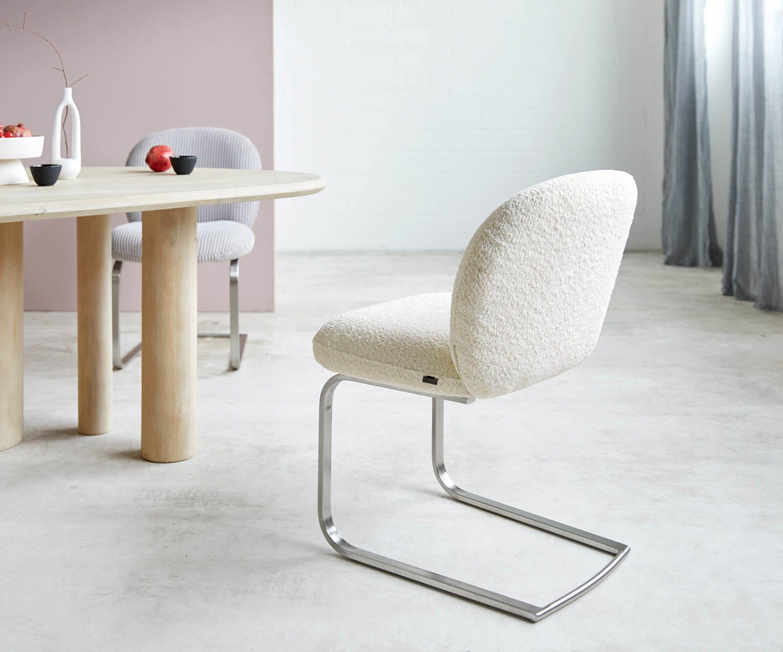 Люлеещ стол Букле Бял Конзолен крак плосък Неръждаема стомана Покет пружина Nube-Flex 4