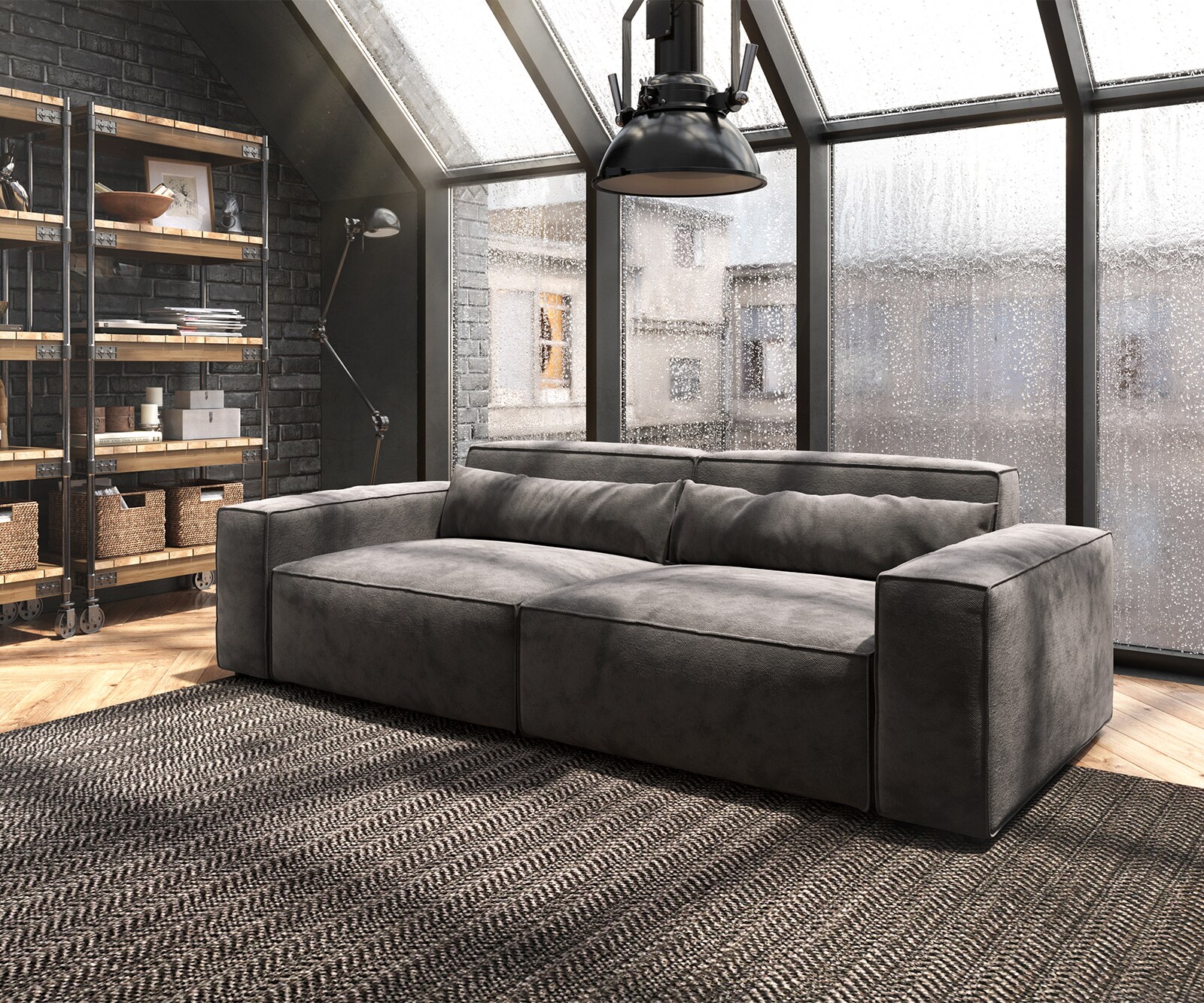 Голям диван L 260x110 cm Микрофибър КакиКафяв Sirpio L