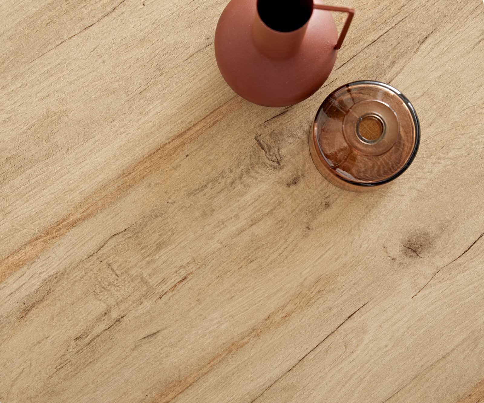 Холна маса 65x65 cm Керамика Laminam® Sabbia Дъбов цвят Метални огънати крака, кръгли Неръждаема стомана Ekrem 6
