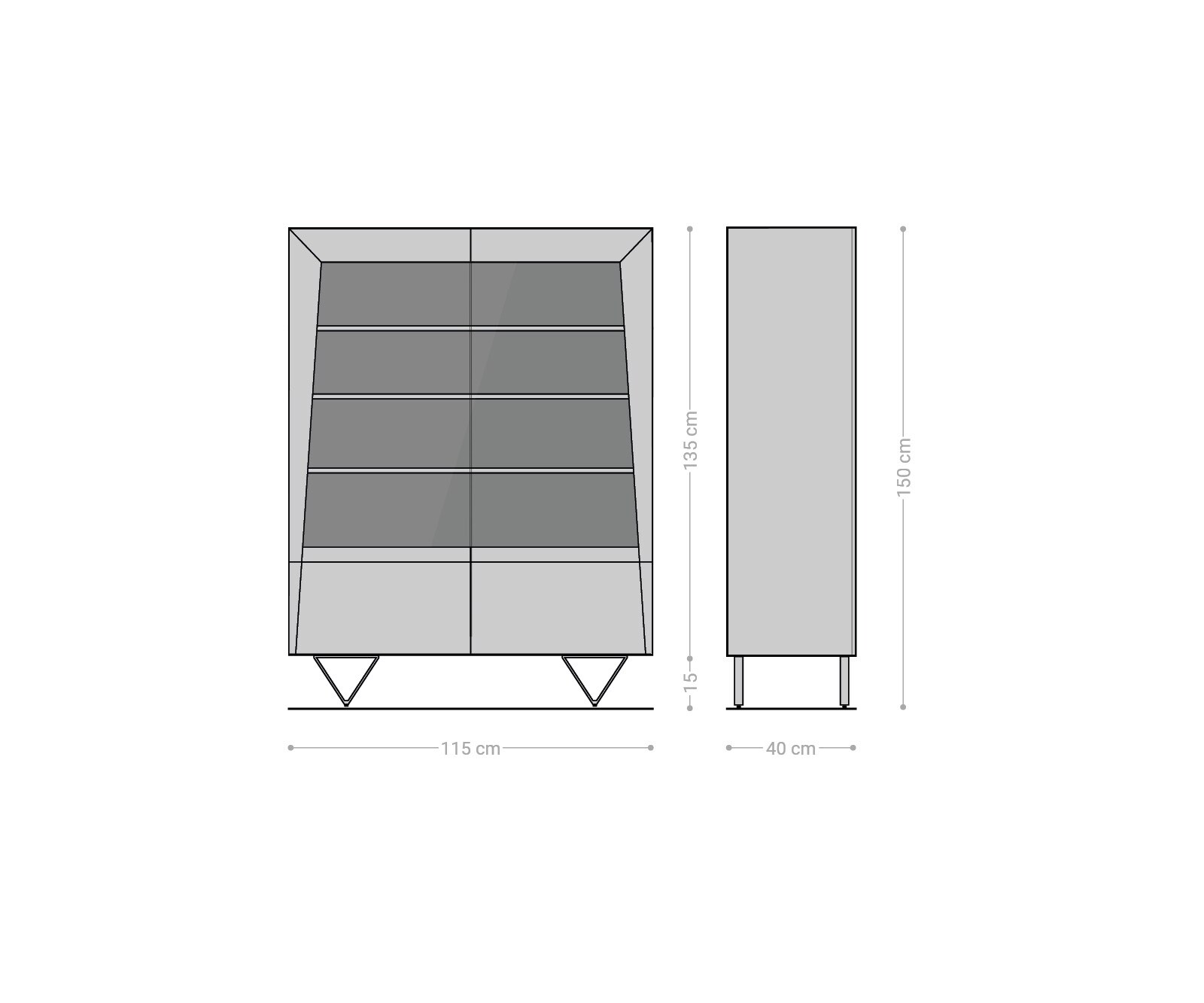 Висок шкаф 115x150 cm Акация Натурал 2 Стъклени врати V-Крак Kayu 5