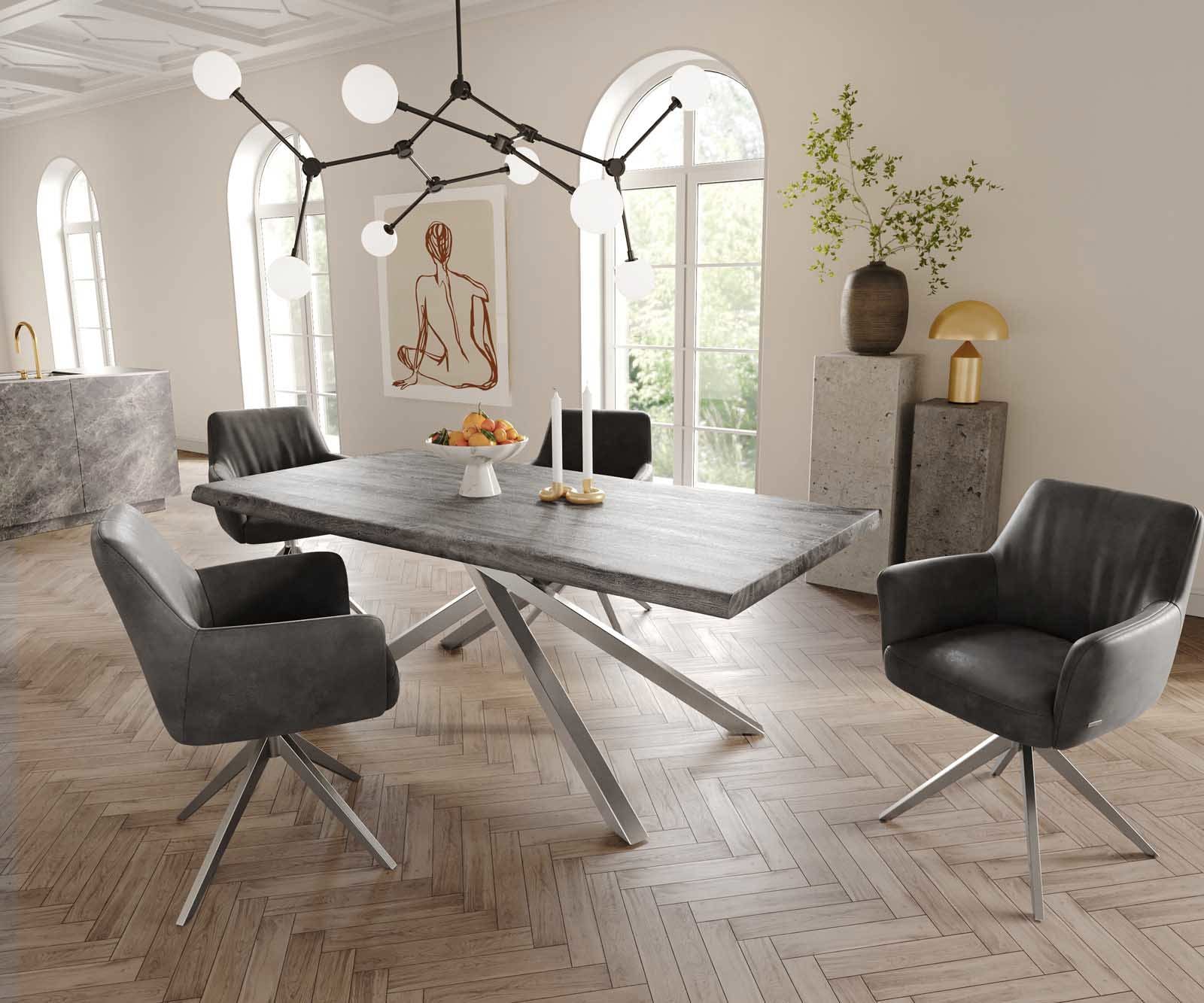 Врътящ се стол с подлакътници Антрацит Винтидж Конус крак плосък Неръждаема стомана 360° въртящ се Покет пружина Xana-Flex 5 Врътящ се стол с подлакътници Антрацит Винтидж Конус крак плосък Неръждаема стомана 360° въртящ се Покет пружина Xana-Flex 5