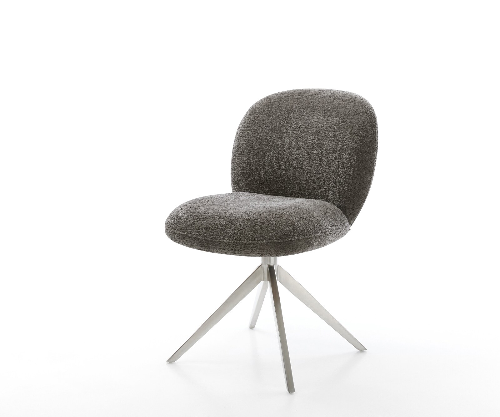 Въртящ се стол Nube-Flex Bouclé Soft Mud Кръстосана рамка широка Неръждаема стомана Въртене на 360° Люлееща се функция Ядро от джобни пружини 1