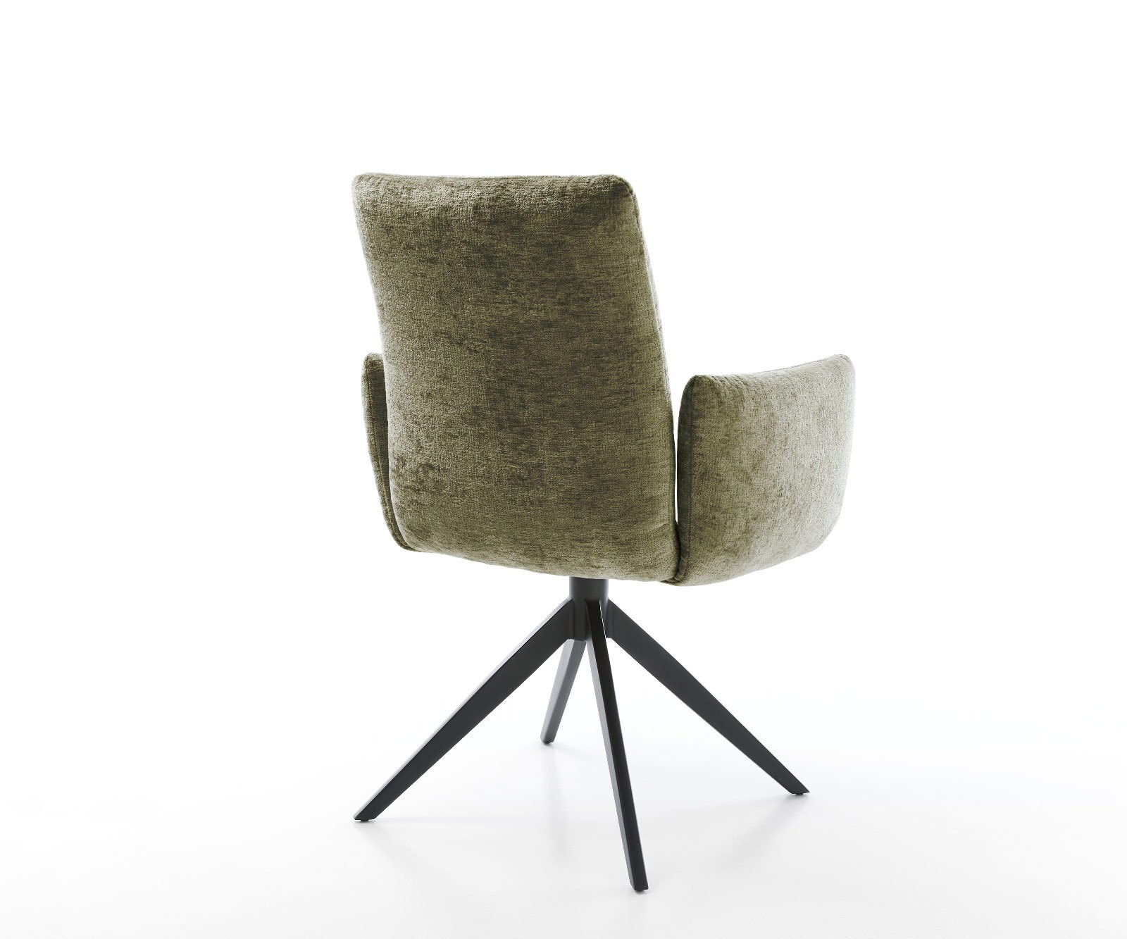 Врътящ се стол с подлакътници Шенил Маслина Конус крак плосък Черен 360° въртящ се Люлеещ се Покет пружина Jova-Flex 5