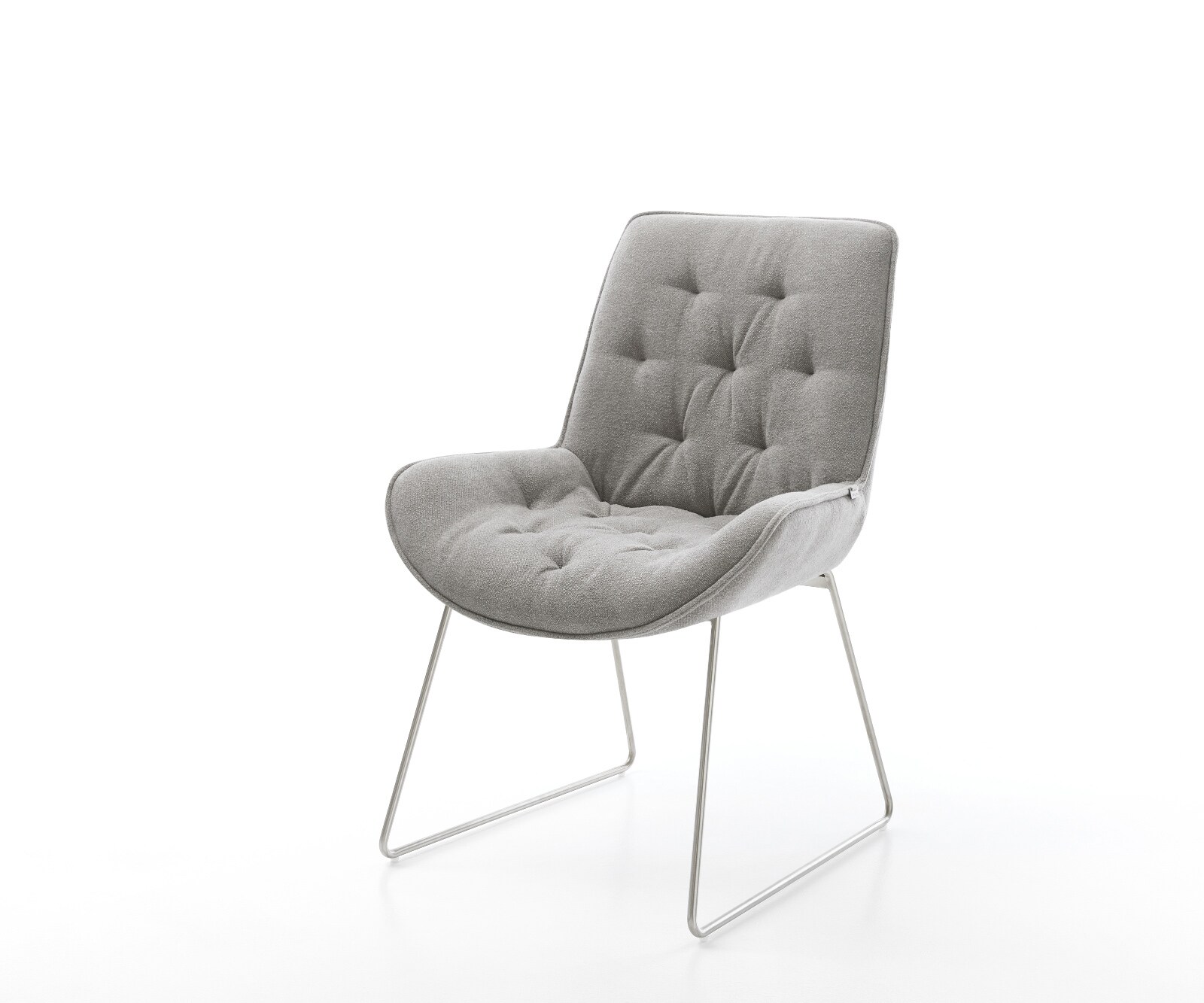 Трапезен стол Taimi-Flex текстурирана тъкан меко сиво основа от неръждаема стомана