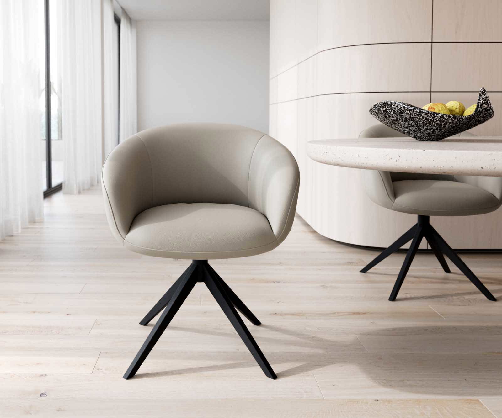 Врътящ се стол с подлакътници Естествена кожа Сиво-Кафяв Конус крак плосък Черен 360° въртящ се Покет пружина Vinka-Flex 1 Врътящ се стол с подлакътници Естествена кожа Сиво-Кафяв Конус крак плосък Черен 360° въртящ се Покет пружина Vinka-Flex 1