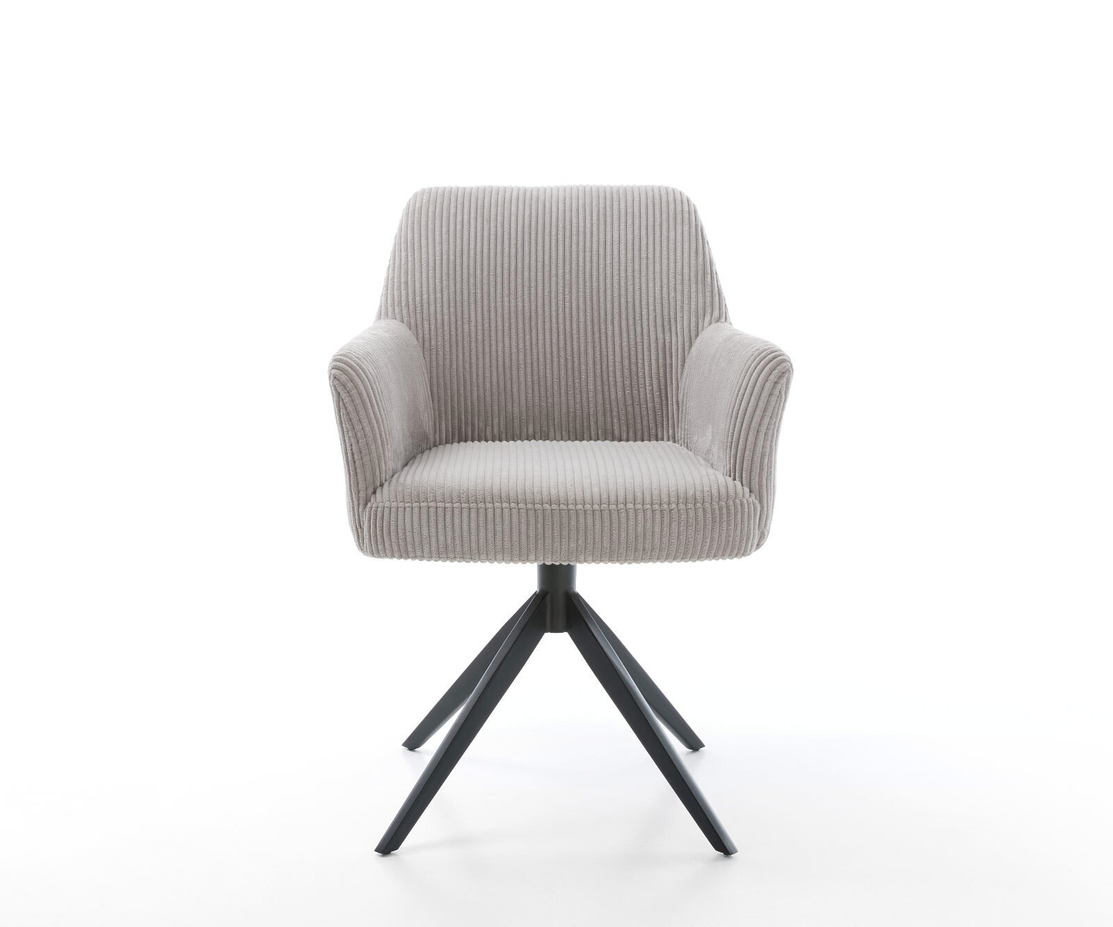 Врътящ се стол с подлакътници Корд СребристСив Конус крак плосък Черен 360° въртящ се Покет пружина Xana-Flex 2