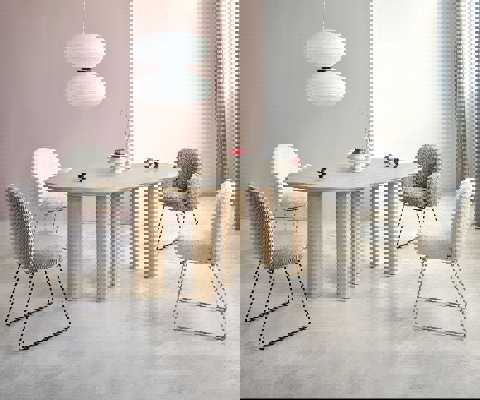 Стол Букле Сребристосив Извити крака Неръждаема стомана Покет пружина Nube-Flex 5