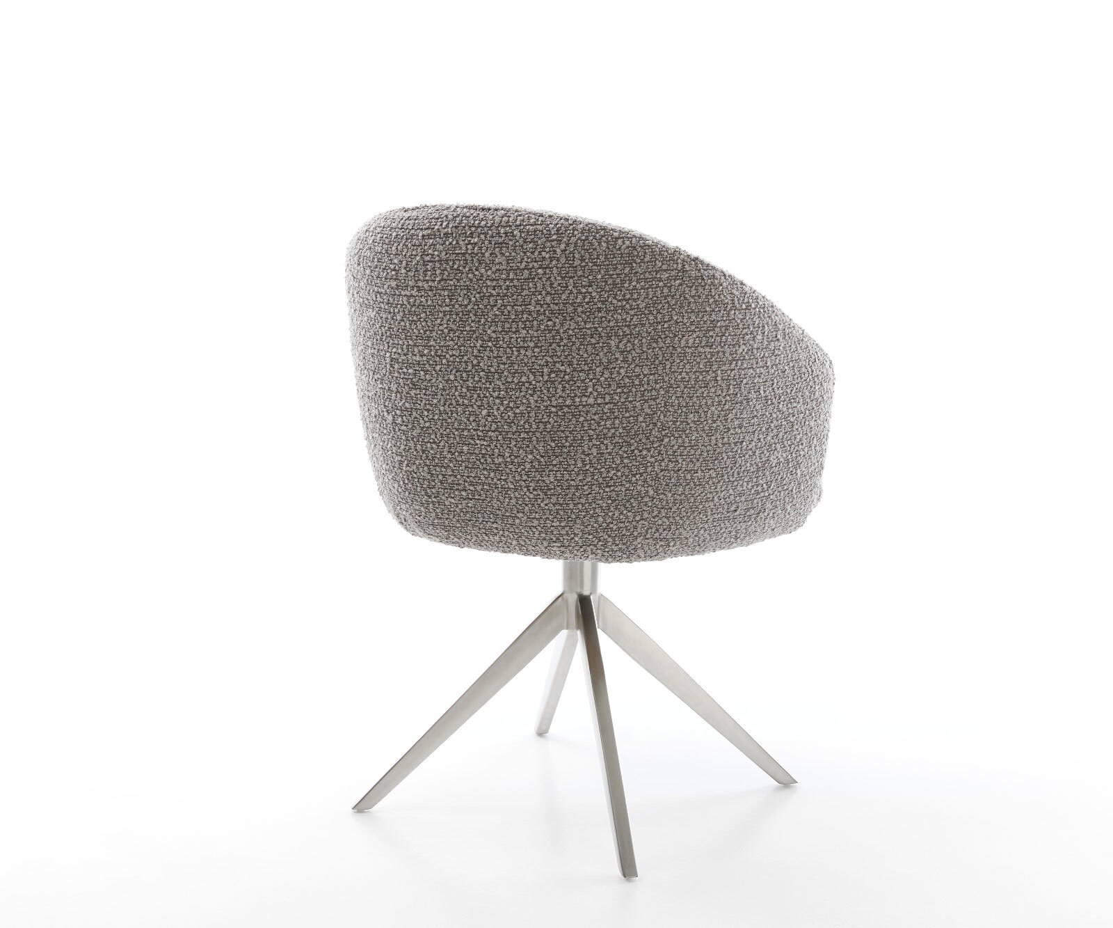 Врътящ се стол с подлакътници Букле СребристСив Конус крак плосък Неръждаема стомана 360° въртящ се Покет пружина Caja-Flex 5