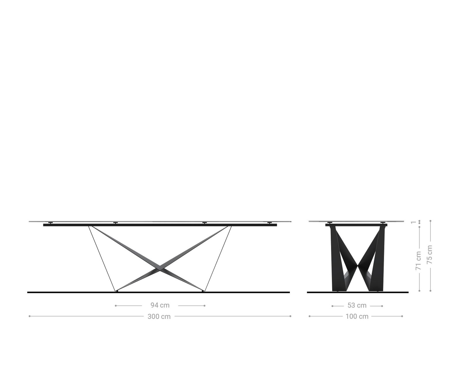 Маса 300x100cm Keramik Laminam®Statuarietto Бял Spider плоска стомана Неръждаема стомана Edge 8