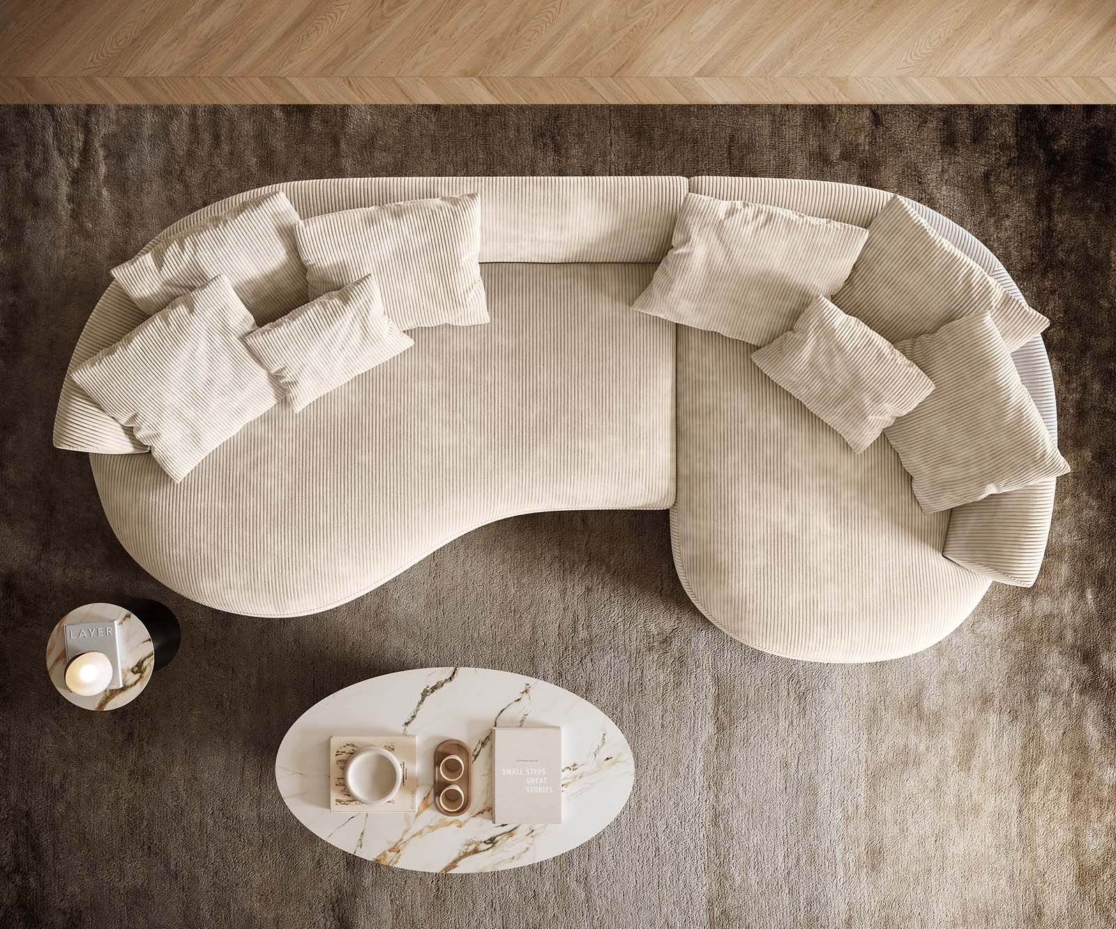 Диван Edina 330x170 cm Cord Бежов 3 Диван Edina 330x170 cm Cord Бежов 3