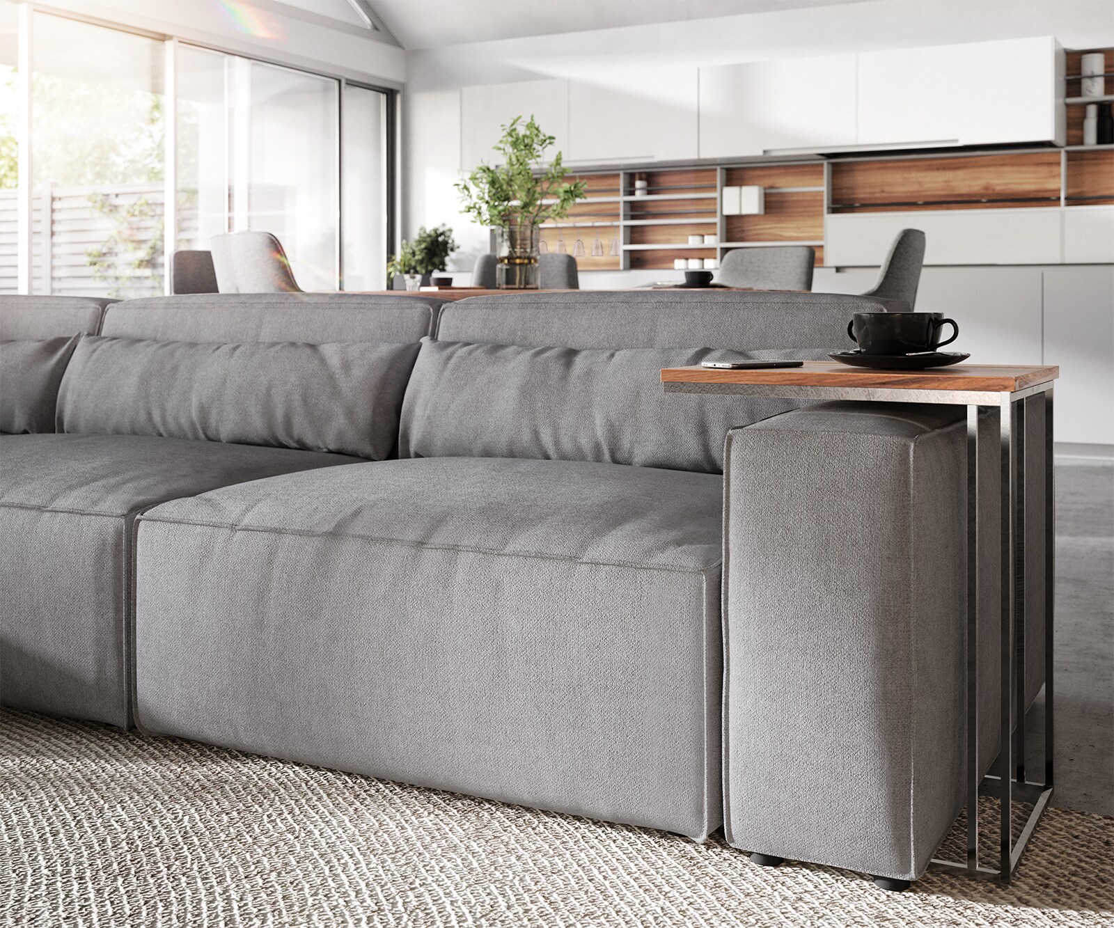 Ъглов диван XL 370x170 cm Микрофибър Сив Sirpio 4