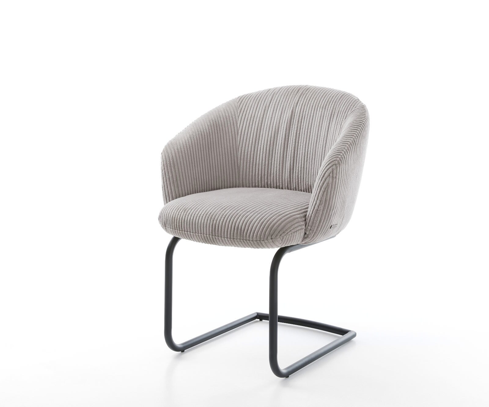 Люлеещ стол с подлакътници Корд Сребристо сив Конзолен крак кръгъл Черен Покет пружина Caja-Flex 1