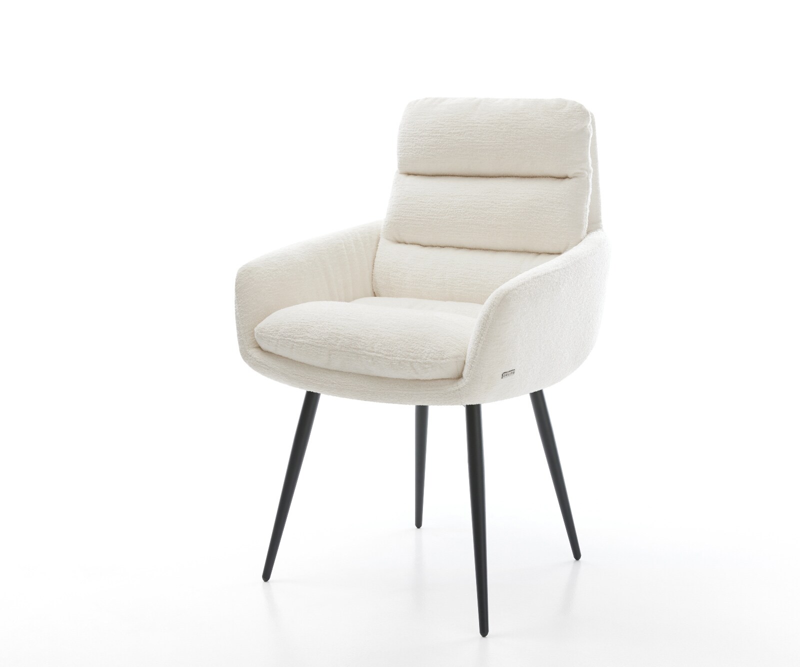 Трапезен стол Abelia-Flex с подлакътници Bouclé Soft Beige 4-футов конусовиден черен 1