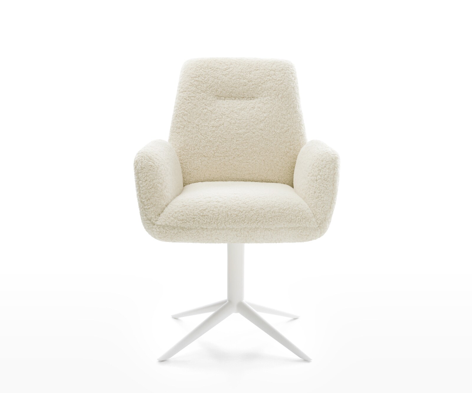 Въртящ се стол Zoa-Flex teddy тъкан бежова основа бял 360° въртяща се люлееща се функция сърцевина от джобни пружини 2