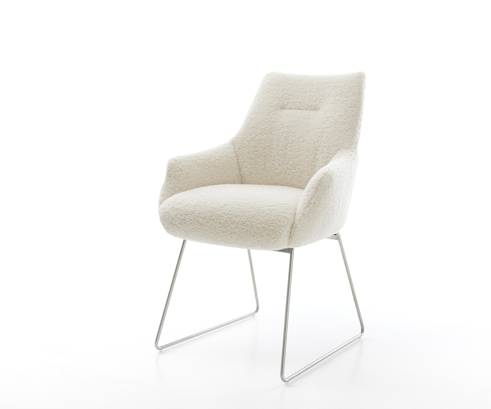 Стол за хранене Alja-Flex с подлакътници Teddy fabric Beige Основа от неръждаема стомана с джобни пружини 1