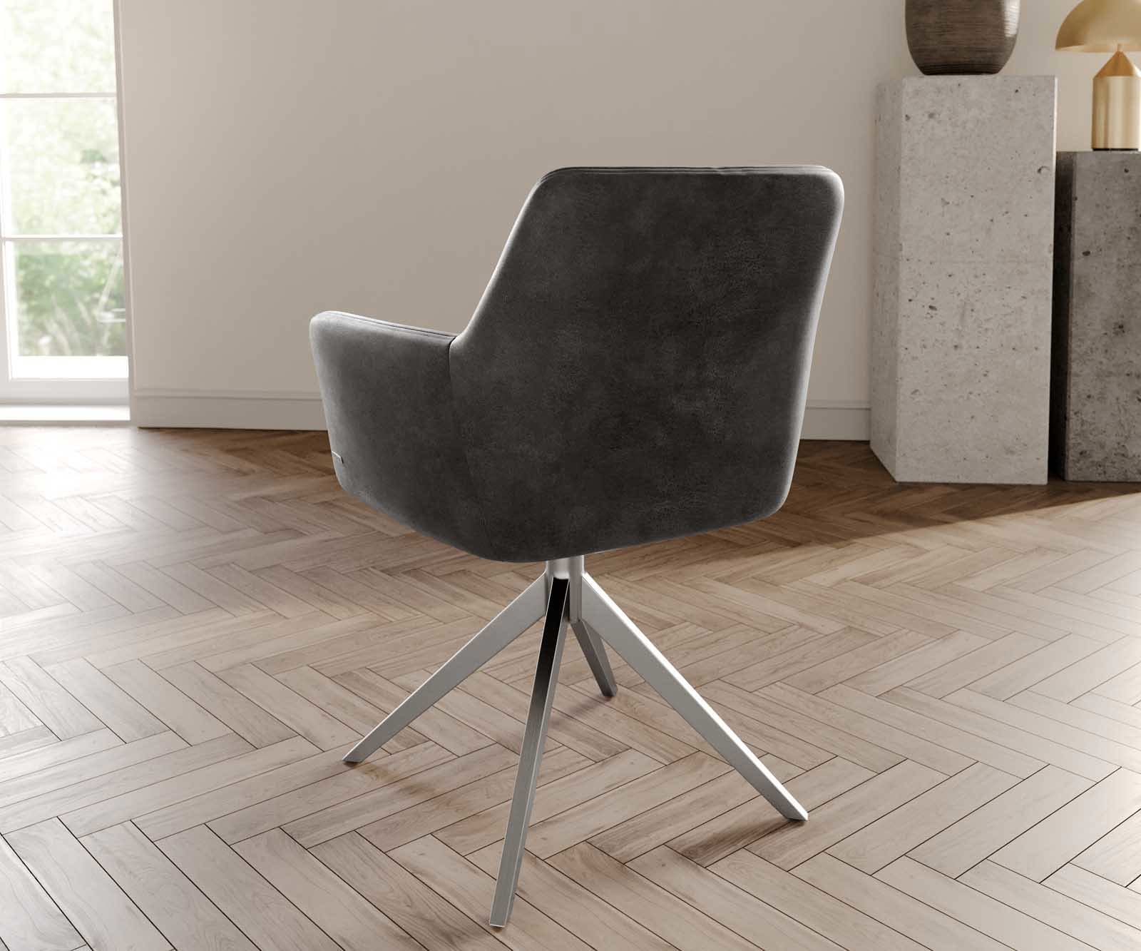 Врътящ се стол с подлакътници Антрацит Винтидж Конус крак плосък Неръждаема стомана 360° въртящ се Покет пружина Xana-Flex 4 Врътящ се стол с подлакътници Антрацит Винтидж Конус крак плосък Неръждаема стомана 360° въртящ се Покет пружина Xana-Flex 4