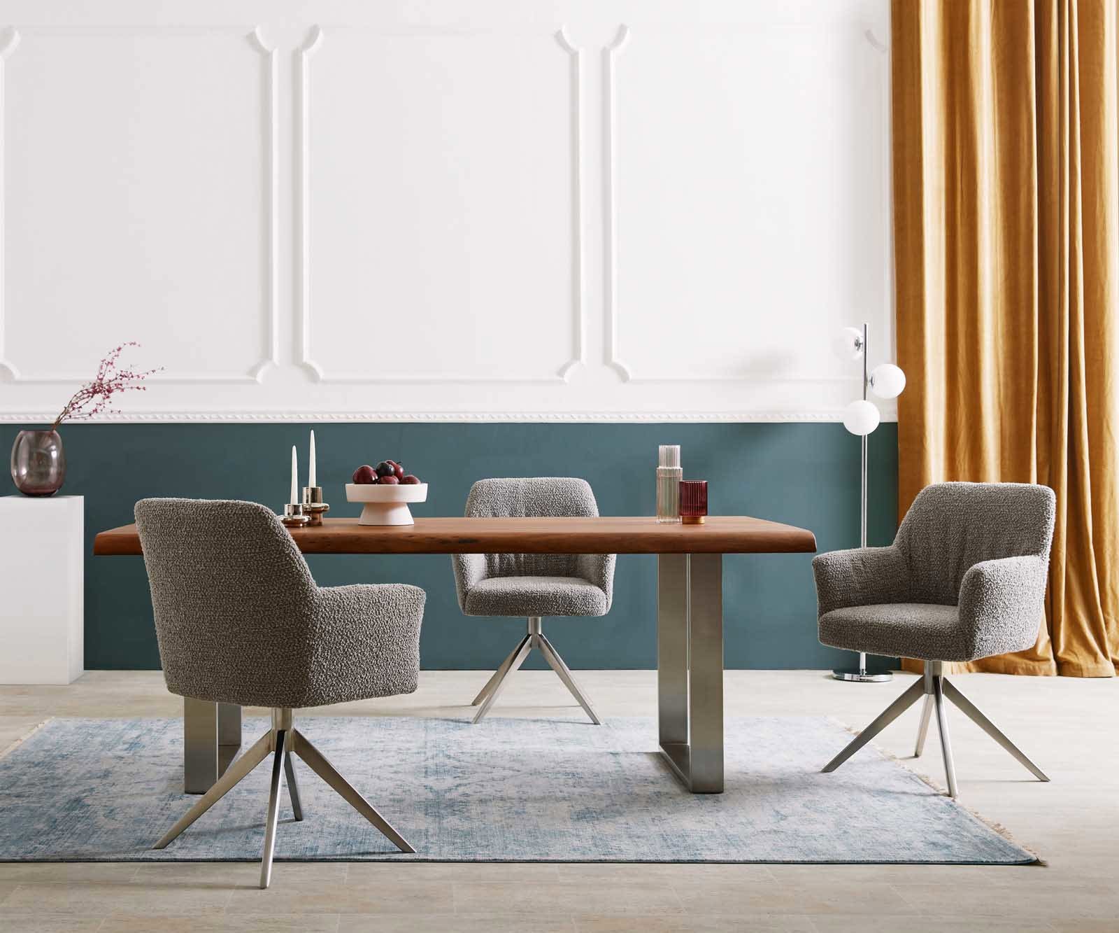 Врътящ се стол с подлакътници Букле СребристСив Конус крак плосък Неръждаема стомана 360° въртящ се Покет пружина Xana-Flex 5 Врътящ се стол с подлакътници Букле СребристСив Конус крак плосък Неръждаема стомана 360° въртящ се Покет пружина Xana-Flex 5