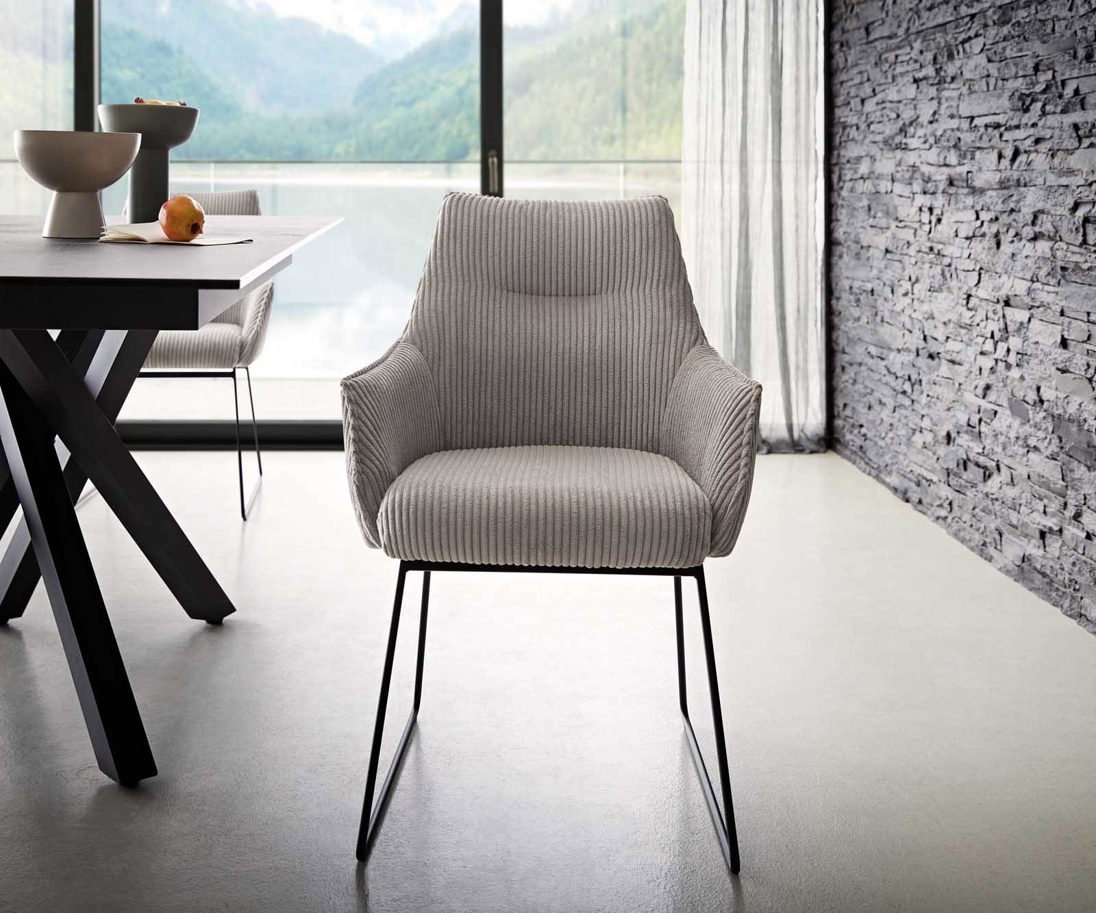 Стол Корд Сребристосив Извити крака Черни Покет пружина Alja-Flex 1 Стол Корд Сребристосив Извити крака Черни Покет пружина Alja-Flex 1